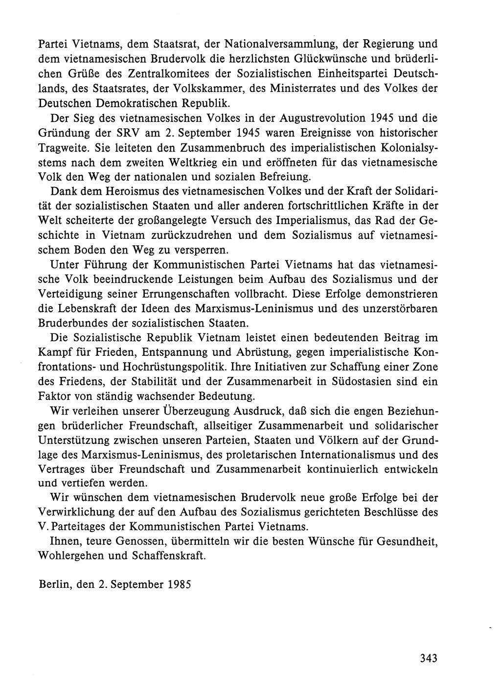 Dokumente der Sozialistischen Einheitspartei Deutschlands (SED) [Deutsche Demokratische Republik (DDR)] 1984-1985, Seite 343 (Dok. SED DDR 1984-1985, S. 343)