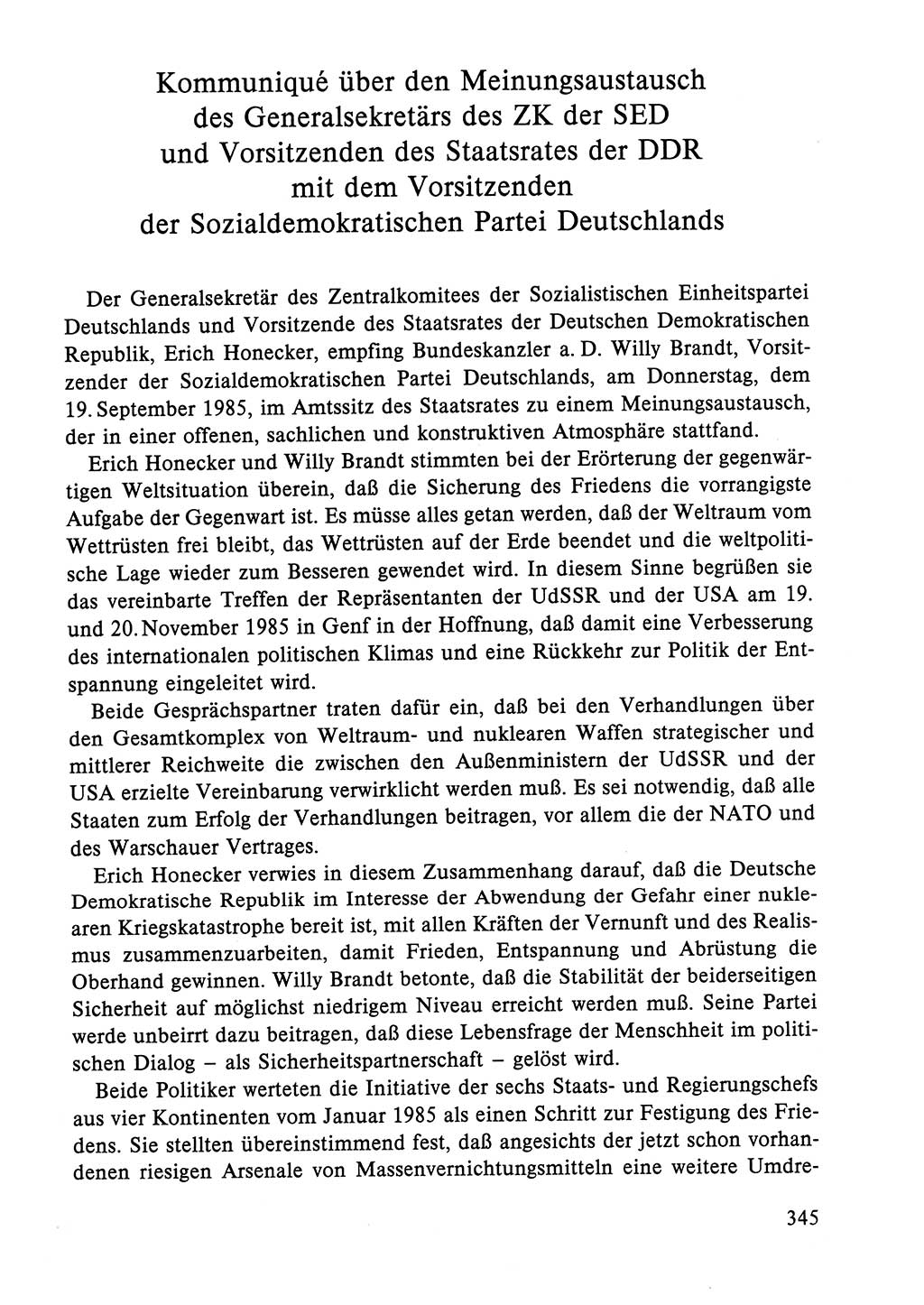 Dokumente der Sozialistischen Einheitspartei Deutschlands (SED) [Deutsche Demokratische Republik (DDR)] 1984-1985, Seite 345 (Dok. SED DDR 1984-1985, S. 345)