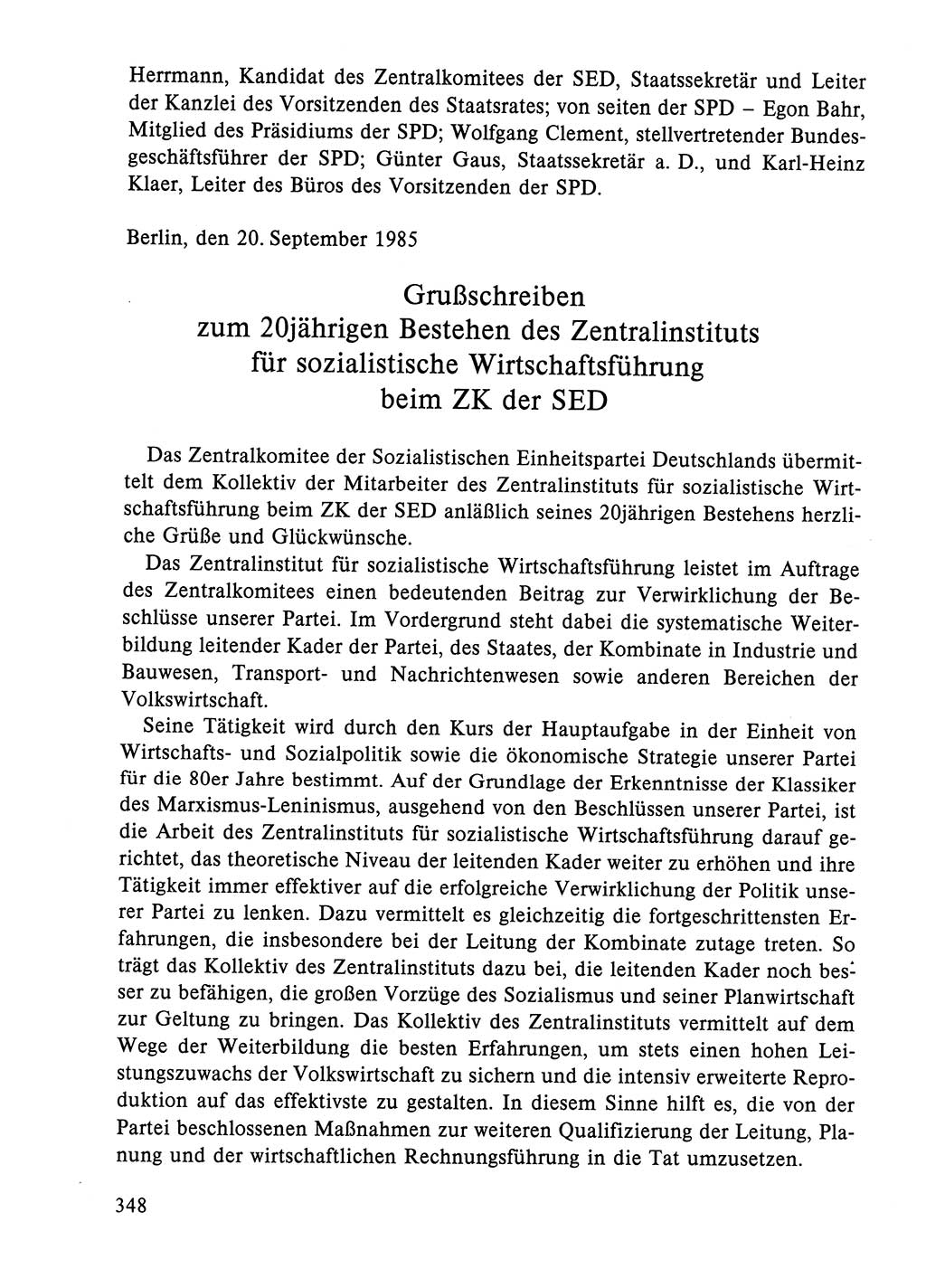 Dokumente der Sozialistischen Einheitspartei Deutschlands (SED) [Deutsche Demokratische Republik (DDR)] 1984-1985, Seite 348 (Dok. SED DDR 1984-1985, S. 348)