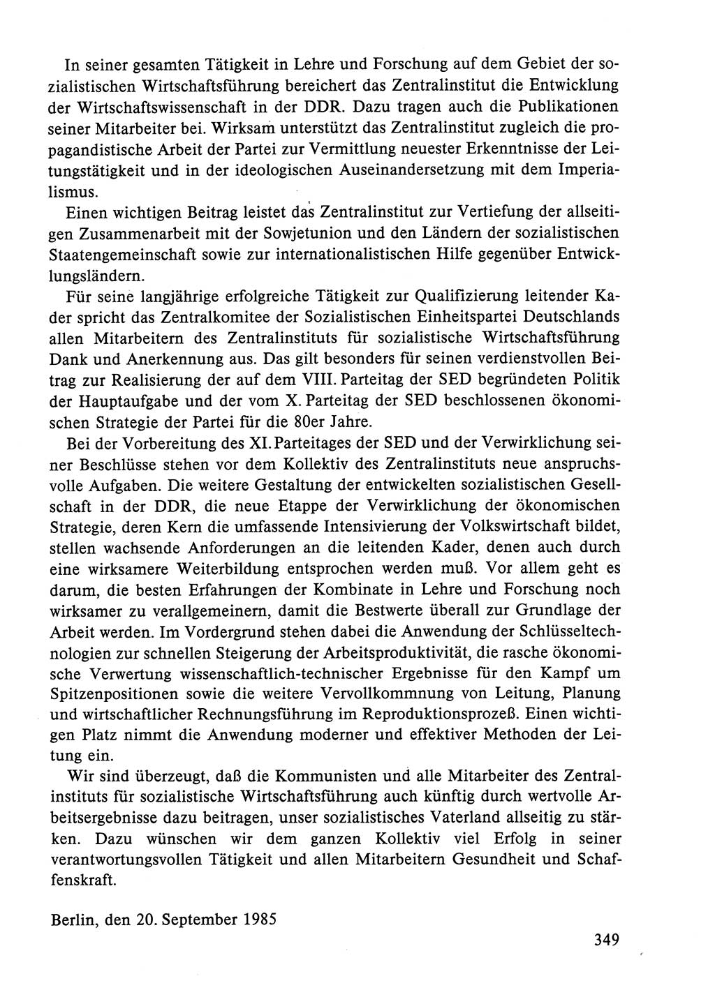 Dokumente der Sozialistischen Einheitspartei Deutschlands (SED) [Deutsche Demokratische Republik (DDR)] 1984-1985, Seite 349 (Dok. SED DDR 1984-1985, S. 349)