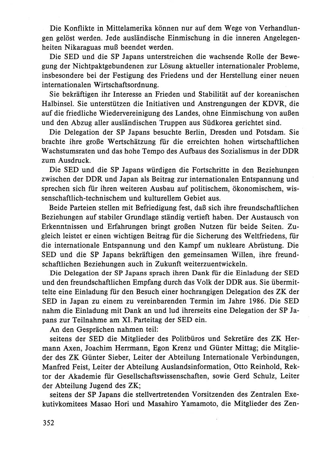 Dokumente der Sozialistischen Einheitspartei Deutschlands (SED) [Deutsche Demokratische Republik (DDR)] 1984-1985, Seite 352 (Dok. SED DDR 1984-1985, S. 352)