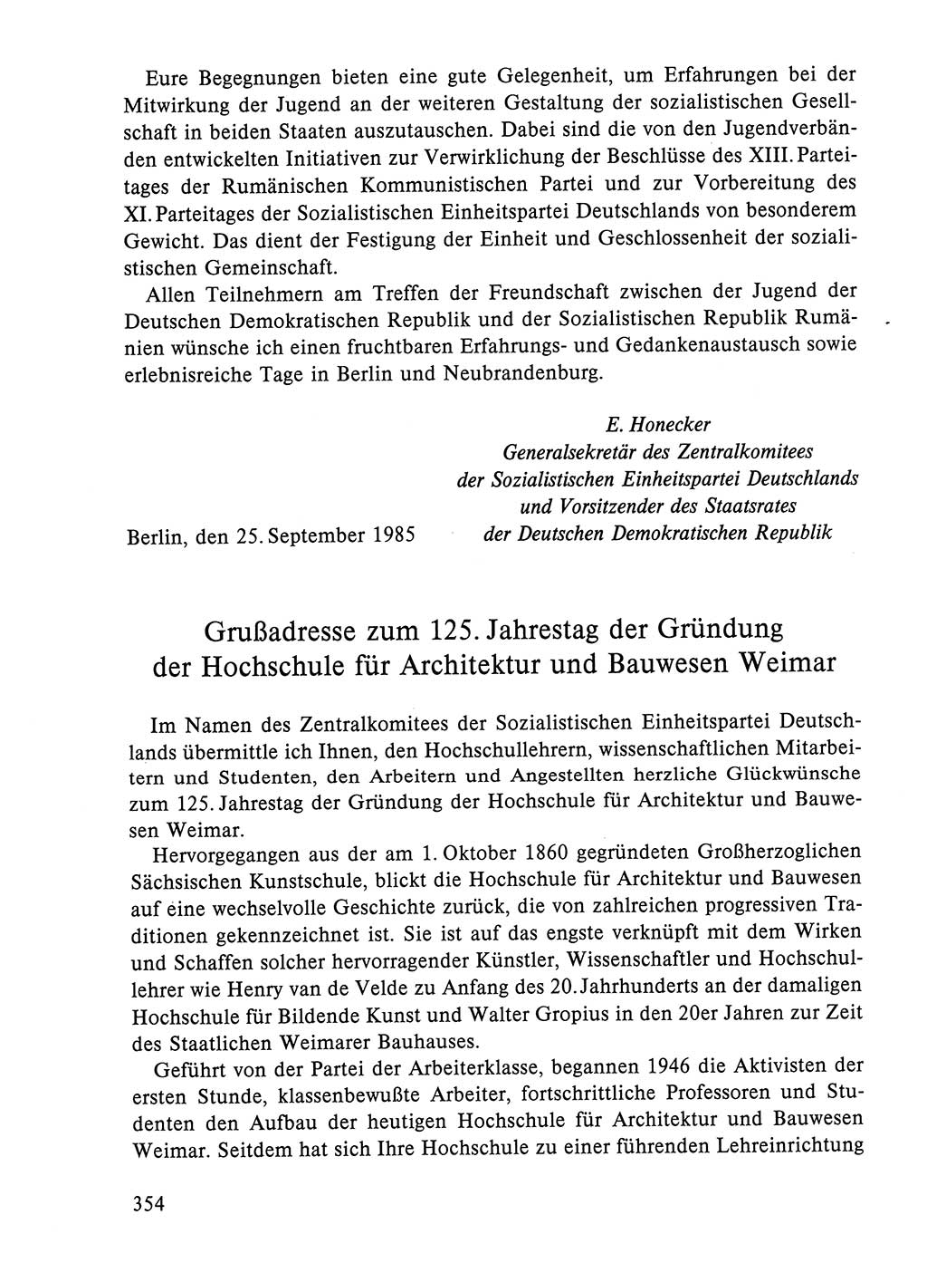 Dokumente der Sozialistischen Einheitspartei Deutschlands (SED) [Deutsche Demokratische Republik (DDR)] 1984-1985, Seite 354 (Dok. SED DDR 1984-1985, S. 354)