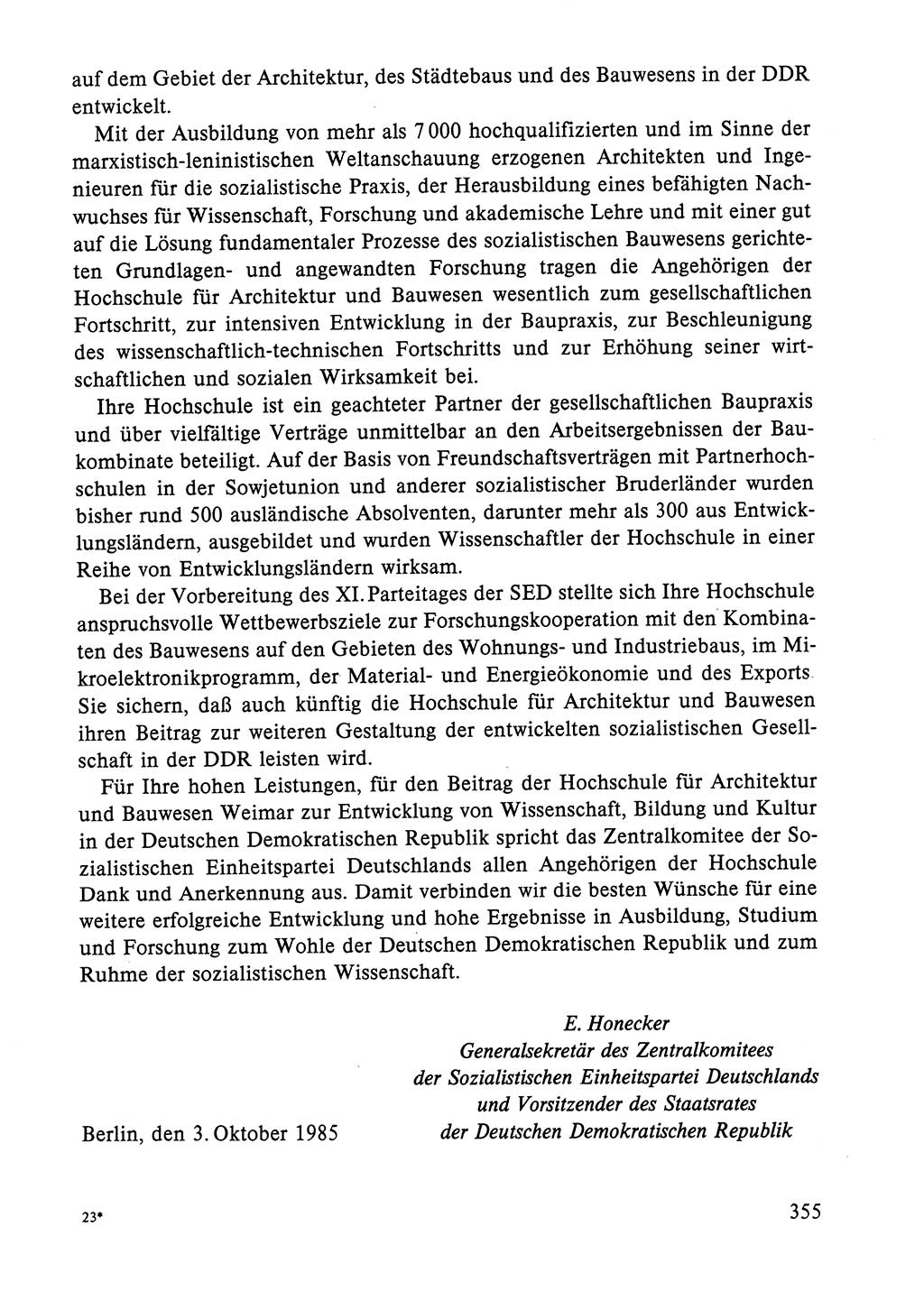 Dokumente der Sozialistischen Einheitspartei Deutschlands (SED) [Deutsche Demokratische Republik (DDR)] 1984-1985, Seite 355 (Dok. SED DDR 1984-1985, S. 355)