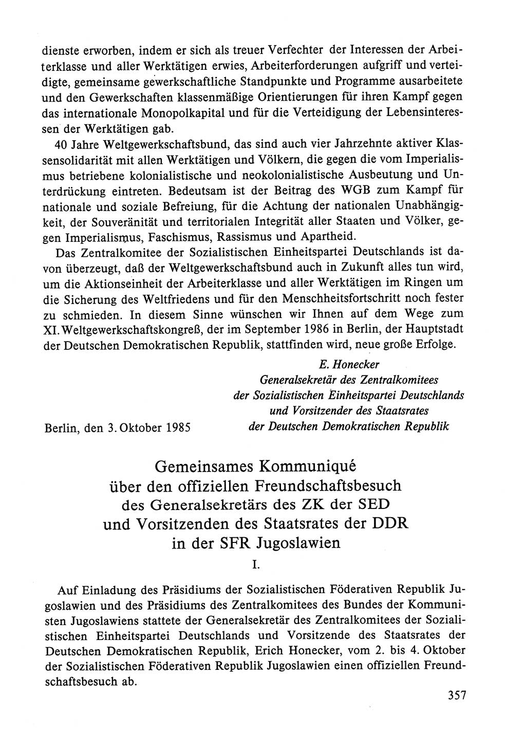 Dokumente der Sozialistischen Einheitspartei Deutschlands (SED) [Deutsche Demokratische Republik (DDR)] 1984-1985, Seite 357 (Dok. SED DDR 1984-1985, S. 357)