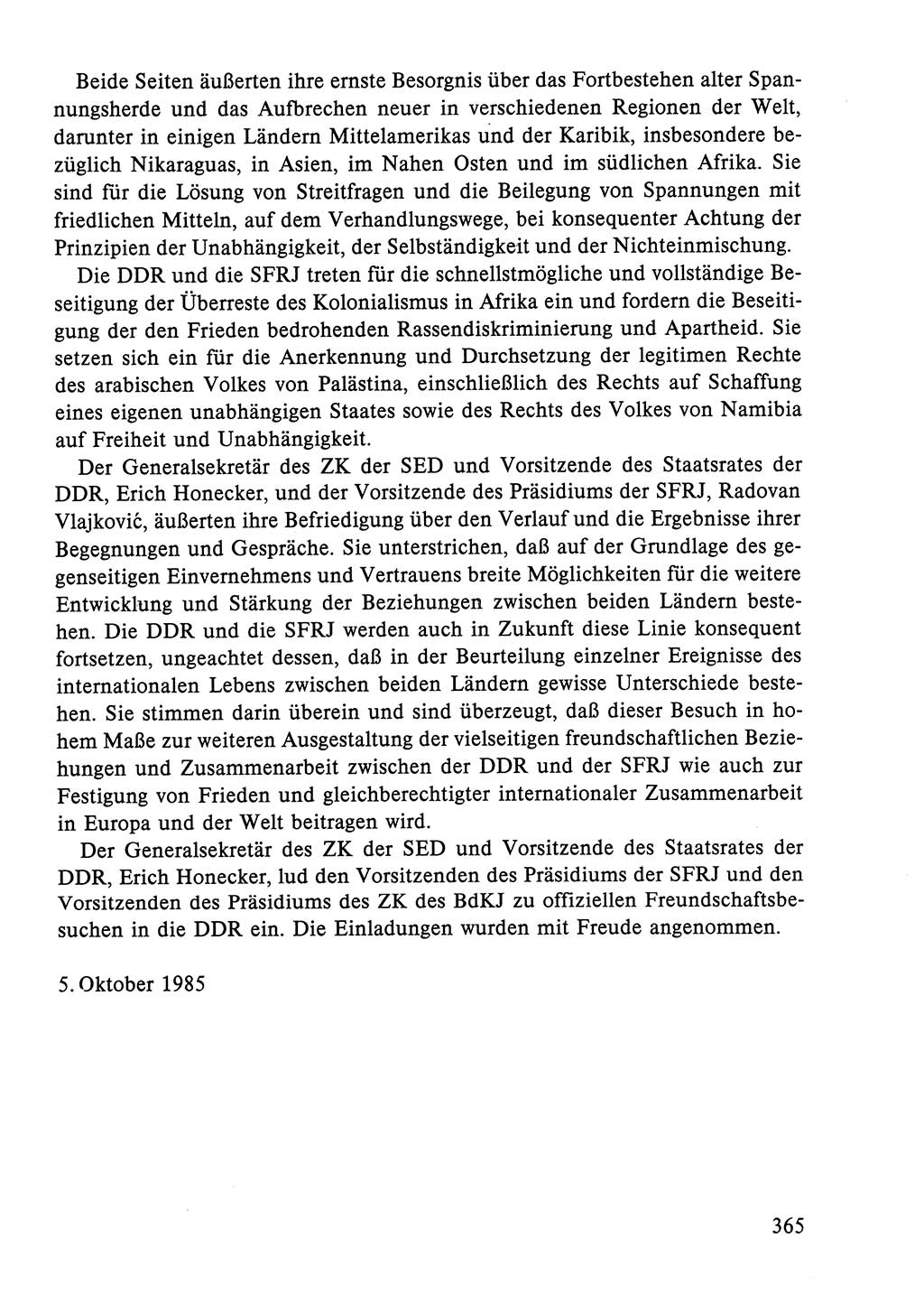Dokumente der Sozialistischen Einheitspartei Deutschlands (SED) [Deutsche Demokratische Republik (DDR)] 1984-1985, Seite 365 (Dok. SED DDR 1984-1985, S. 365)