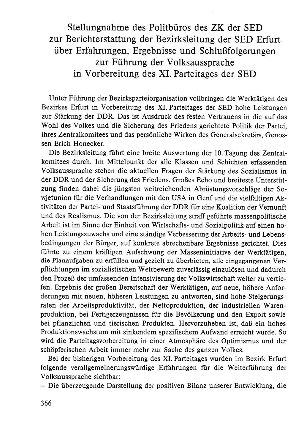 Dokumente der Sozialistischen Einheitspartei Deutschlands (SED) [Deutsche Demokratische Republik (DDR)] 1984-1985, Seite 366 (Dok. SED DDR 1984-1985, S. 366)