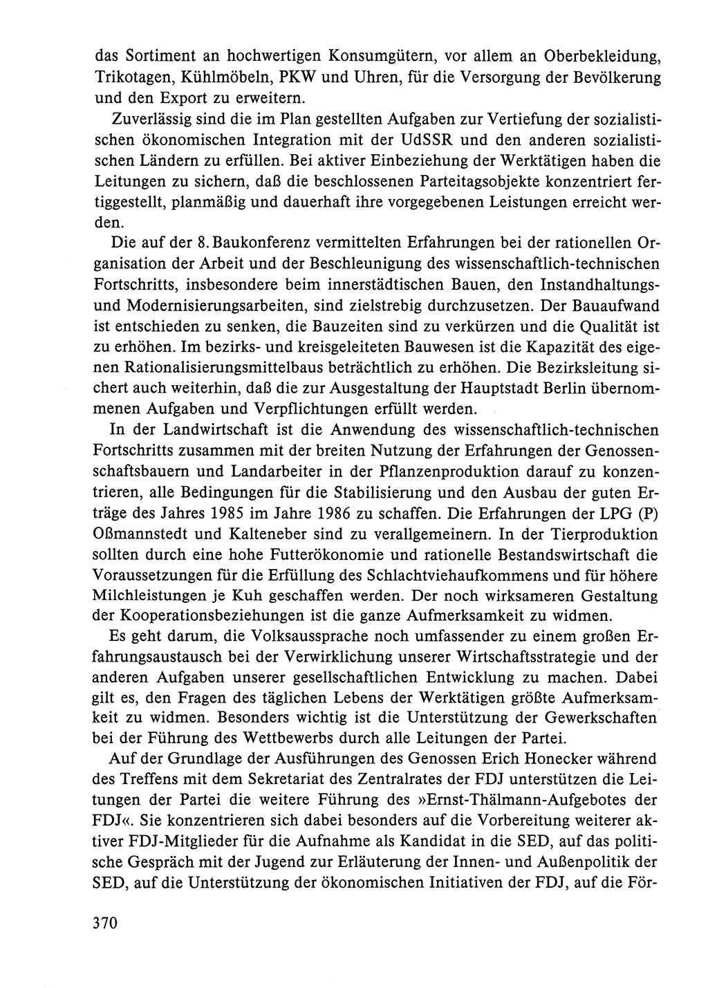 Dokumente der Sozialistischen Einheitspartei Deutschlands (SED) [Deutsche Demokratische Republik (DDR)] 1984-1985, Seite 370 (Dok. SED DDR 1984-1985, S. 370)