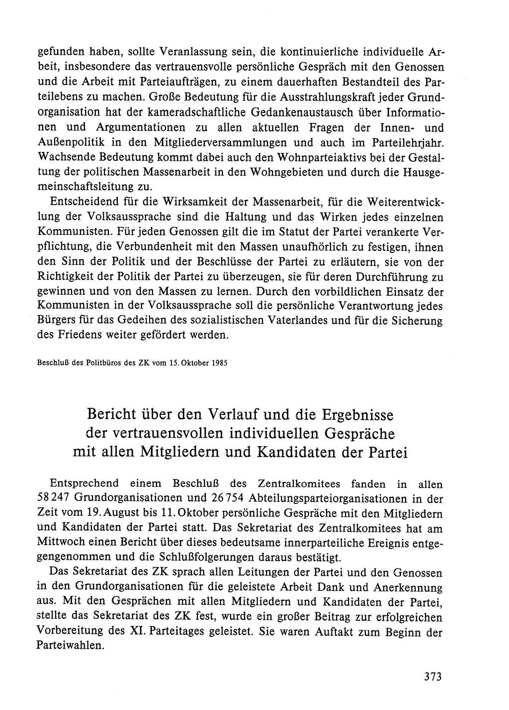 Dokumente der Sozialistischen Einheitspartei Deutschlands (SED) [Deutsche Demokratische Republik (DDR)] 1984-1985, Seite 373 (Dok. SED DDR 1984-1985, S. 373)