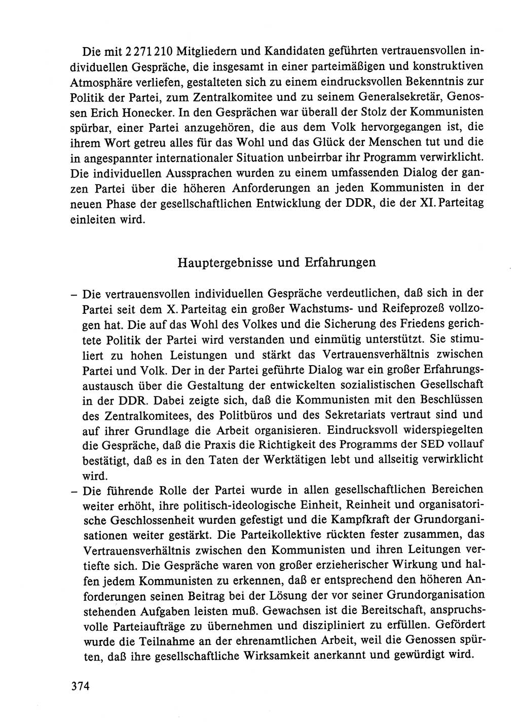 Dokumente der Sozialistischen Einheitspartei Deutschlands (SED) [Deutsche Demokratische Republik (DDR)] 1984-1985, Seite 374 (Dok. SED DDR 1984-1985, S. 374)