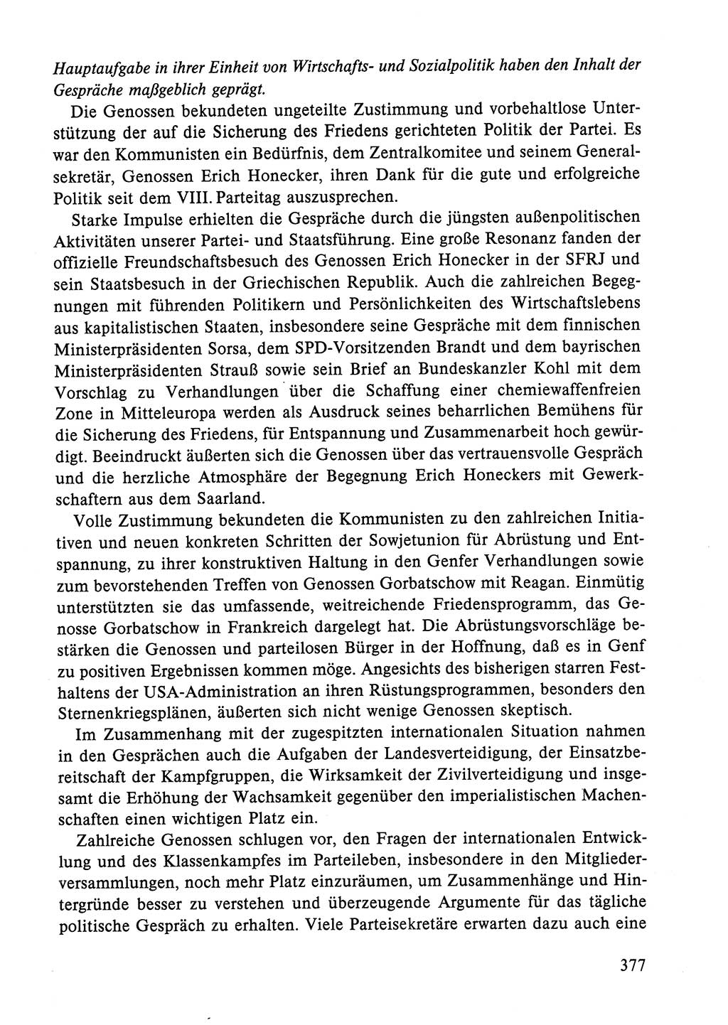 Dokumente der Sozialistischen Einheitspartei Deutschlands (SED) [Deutsche Demokratische Republik (DDR)] 1984-1985, Seite 377 (Dok. SED DDR 1984-1985, S. 377)