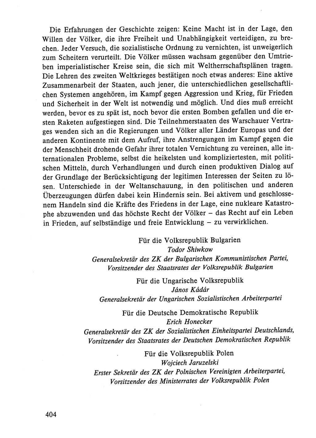Dokumente der Sozialistischen Einheitspartei Deutschlands (SED) [Deutsche Demokratische Republik (DDR)] 1984-1985, Seite 404 (Dok. SED DDR 1984-1985, S. 404)