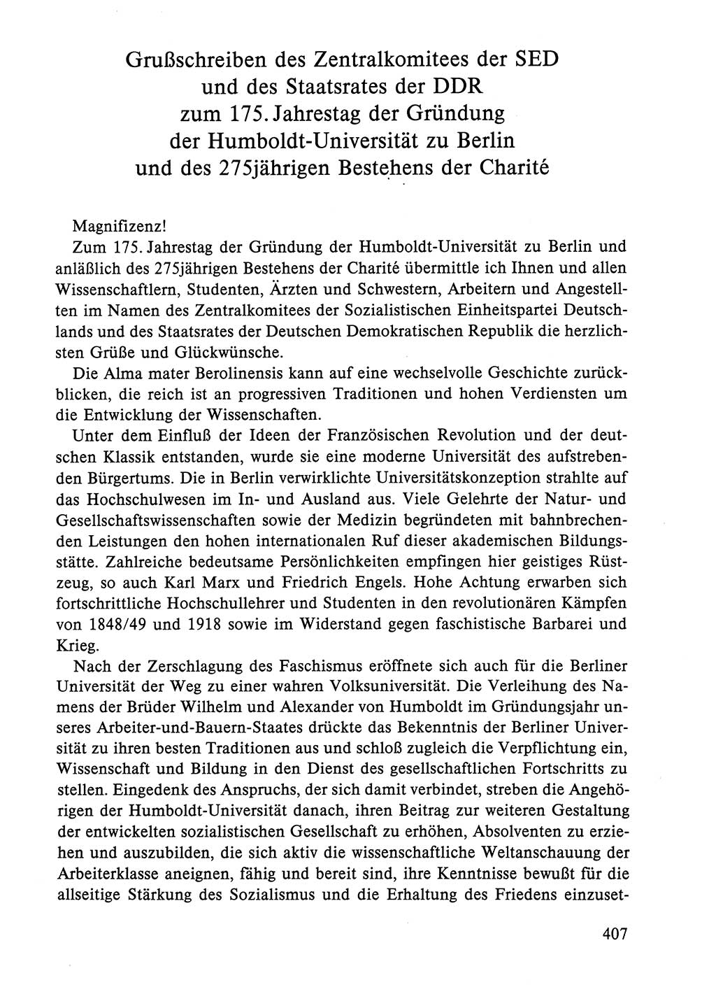 Dokumente der Sozialistischen Einheitspartei Deutschlands (SED) [Deutsche Demokratische Republik (DDR)] 1984-1985, Seite 407 (Dok. SED DDR 1984-1985, S. 407)