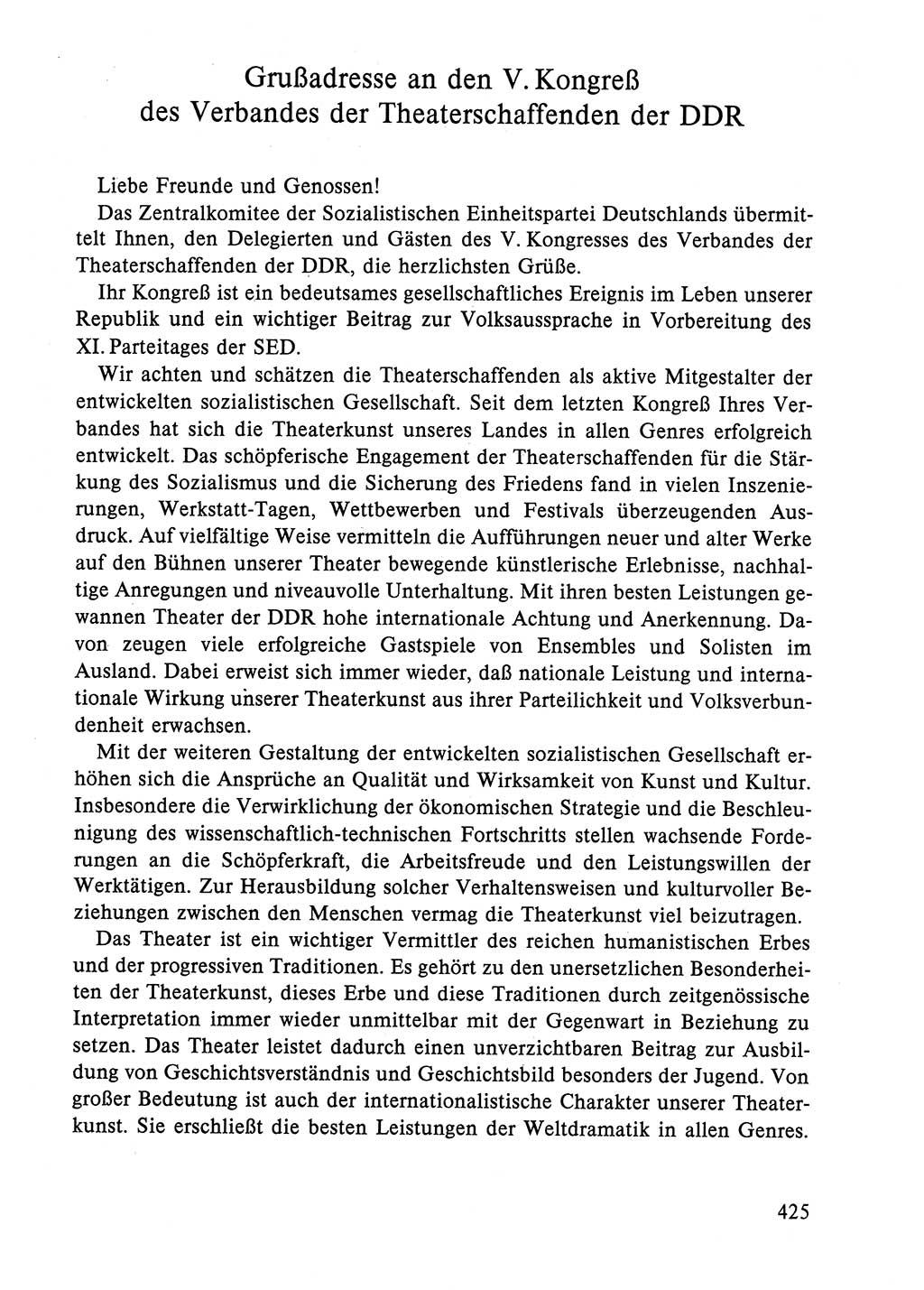 Dokumente der Sozialistischen Einheitspartei Deutschlands (SED) [Deutsche Demokratische Republik (DDR)] 1984-1985, Seite 425 (Dok. SED DDR 1984-1985, S. 425)