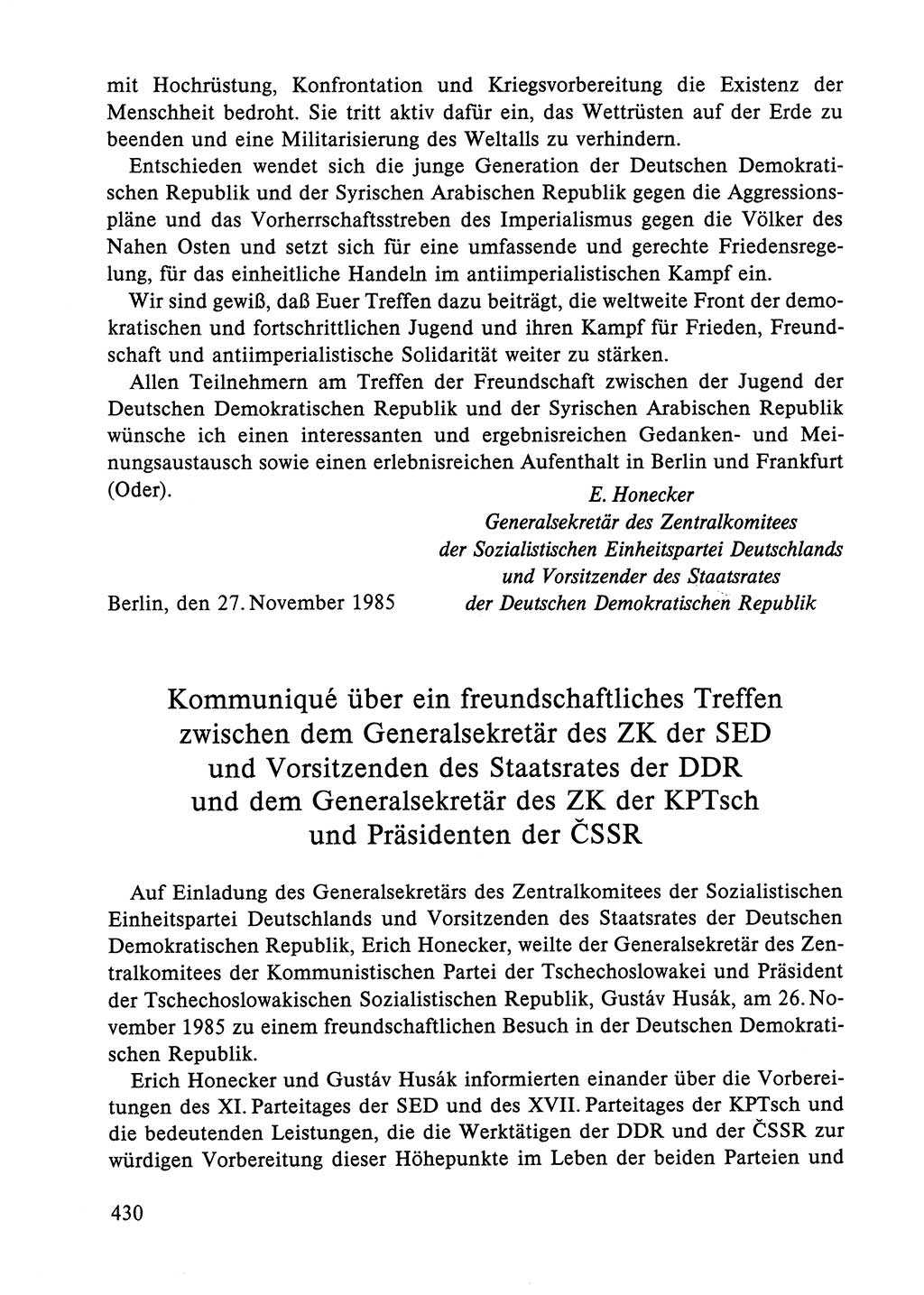 Dokumente der Sozialistischen Einheitspartei Deutschlands (SED) [Deutsche Demokratische Republik (DDR)] 1984-1985, Seite 430 (Dok. SED DDR 1984-1985, S. 430)