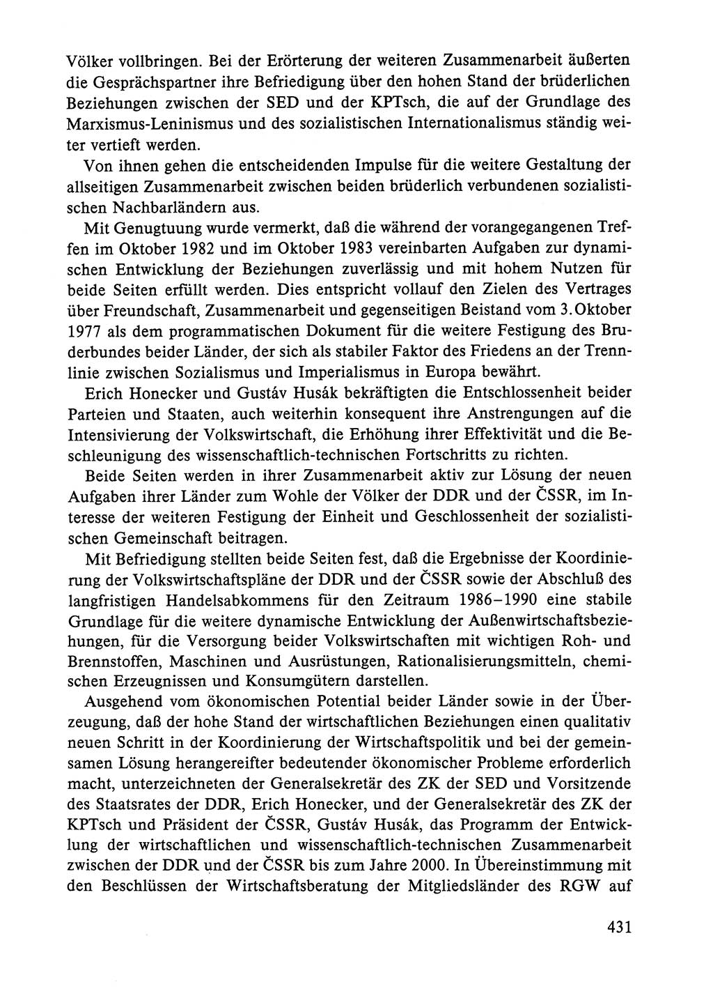 Dokumente der Sozialistischen Einheitspartei Deutschlands (SED) [Deutsche Demokratische Republik (DDR)] 1984-1985, Seite 431 (Dok. SED DDR 1984-1985, S. 431)