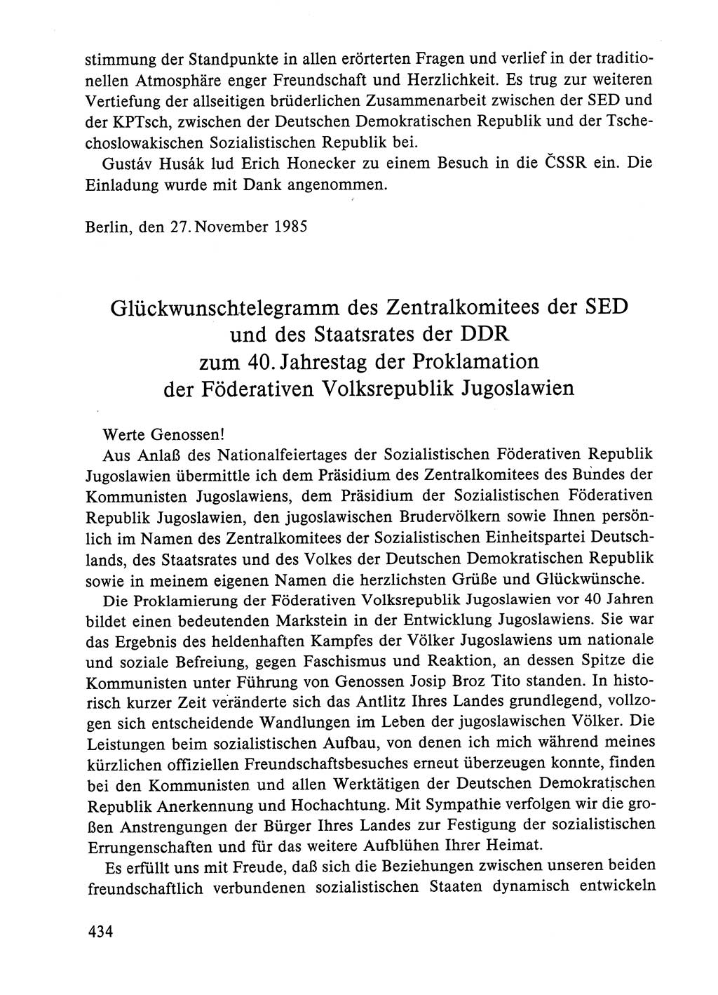 Dokumente der Sozialistischen Einheitspartei Deutschlands (SED) [Deutsche Demokratische Republik (DDR)] 1984-1985, Seite 434 (Dok. SED DDR 1984-1985, S. 434)
