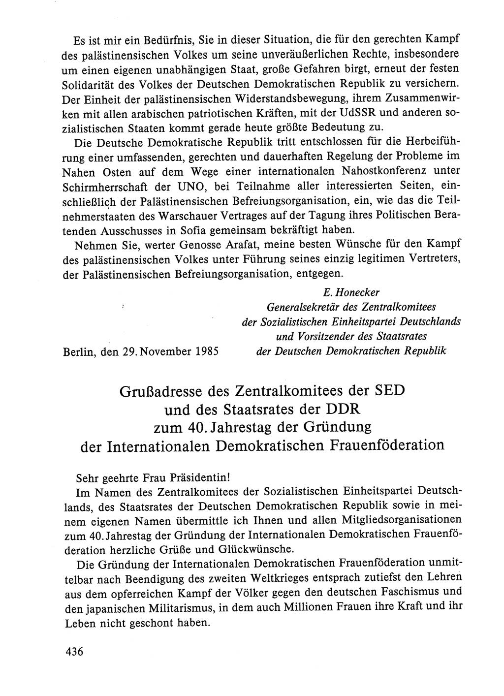 Dokumente der Sozialistischen Einheitspartei Deutschlands (SED) [Deutsche Demokratische Republik (DDR)] 1984-1985, Seite 436 (Dok. SED DDR 1984-1985, S. 436)
