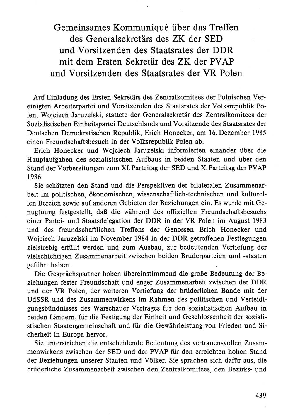 Dokumente der Sozialistischen Einheitspartei Deutschlands (SED) [Deutsche Demokratische Republik (DDR)] 1984-1985, Seite 439 (Dok. SED DDR 1984-1985, S. 439)