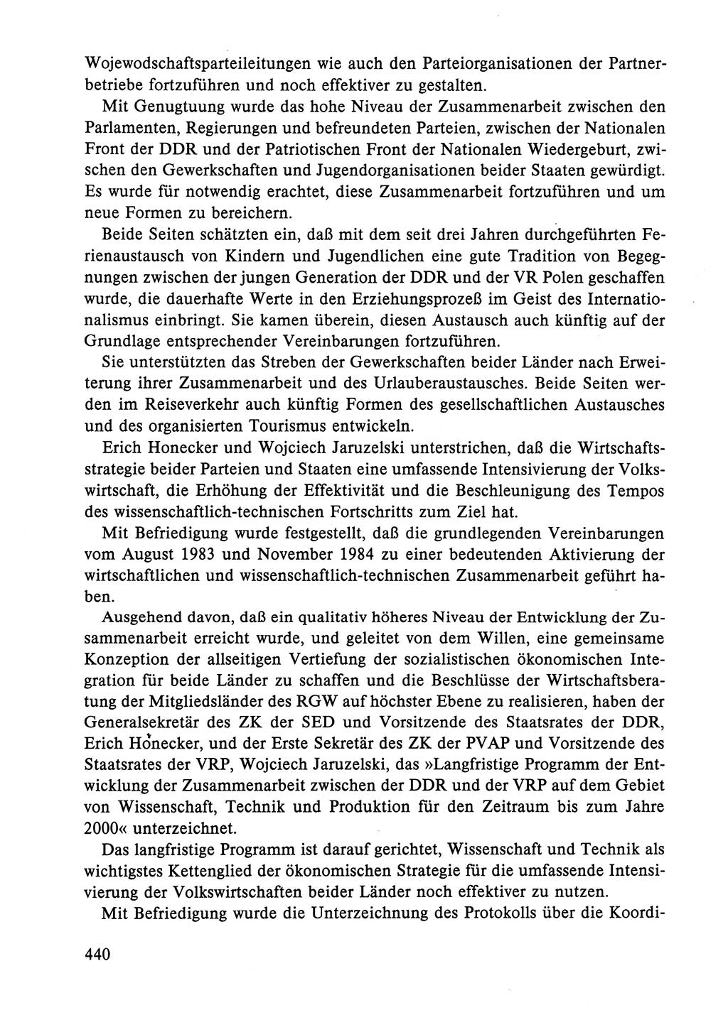 Dokumente der Sozialistischen Einheitspartei Deutschlands (SED) [Deutsche Demokratische Republik (DDR)] 1984-1985, Seite 440 (Dok. SED DDR 1984-1985, S. 440)