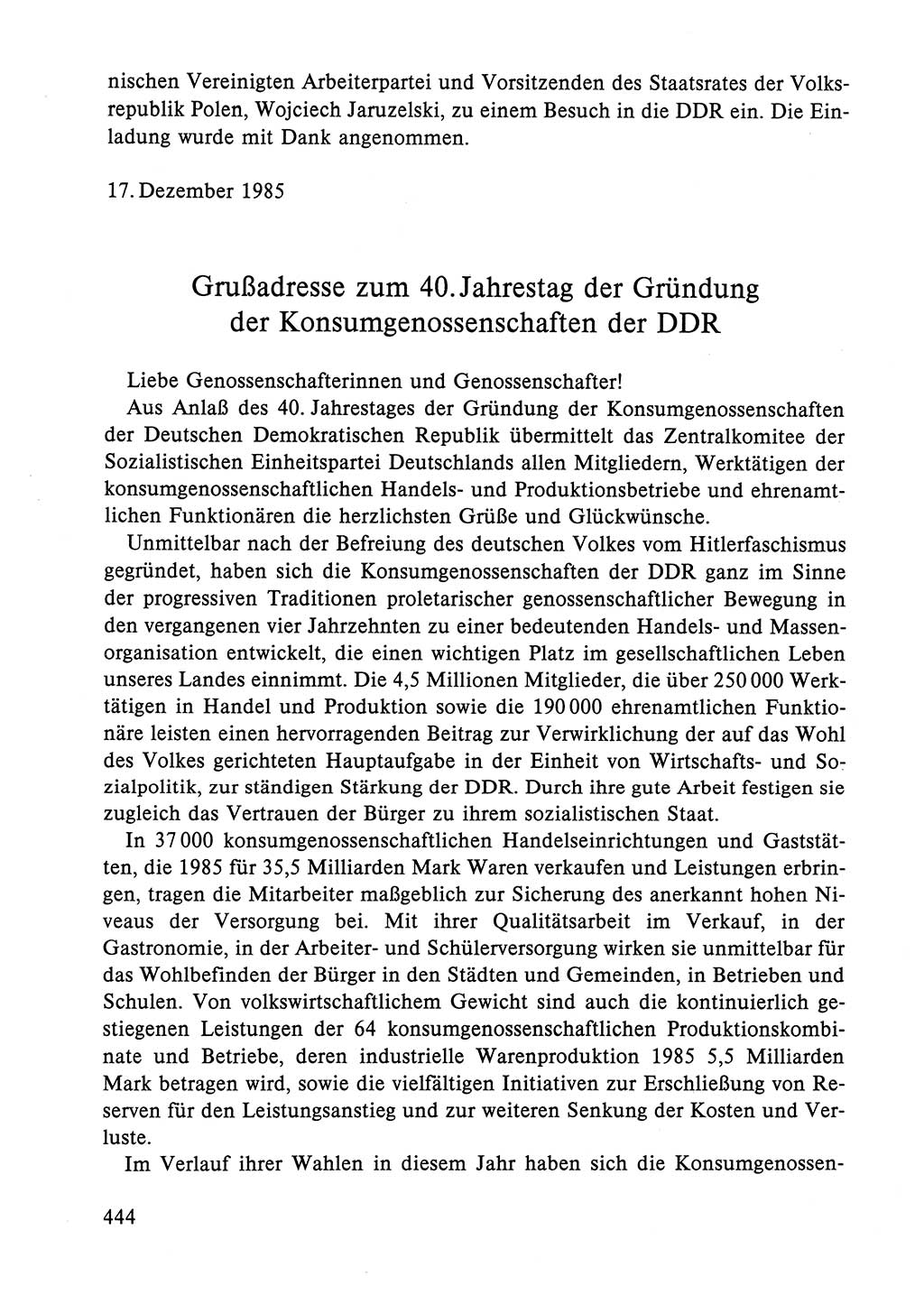 Dokumente der Sozialistischen Einheitspartei Deutschlands (SED) [Deutsche Demokratische Republik (DDR)] 1984-1985, Seite 444 (Dok. SED DDR 1984-1985, S. 444)