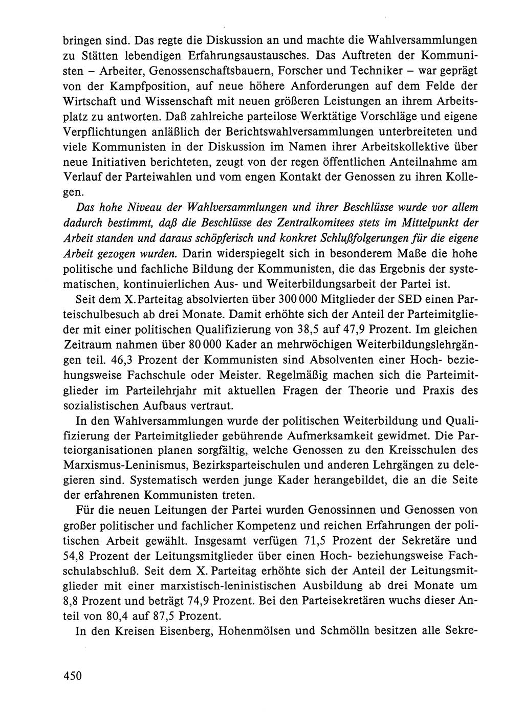 Dokumente der Sozialistischen Einheitspartei Deutschlands (SED) [Deutsche Demokratische Republik (DDR)] 1984-1985, Seite 450 (Dok. SED DDR 1984-1985, S. 450)