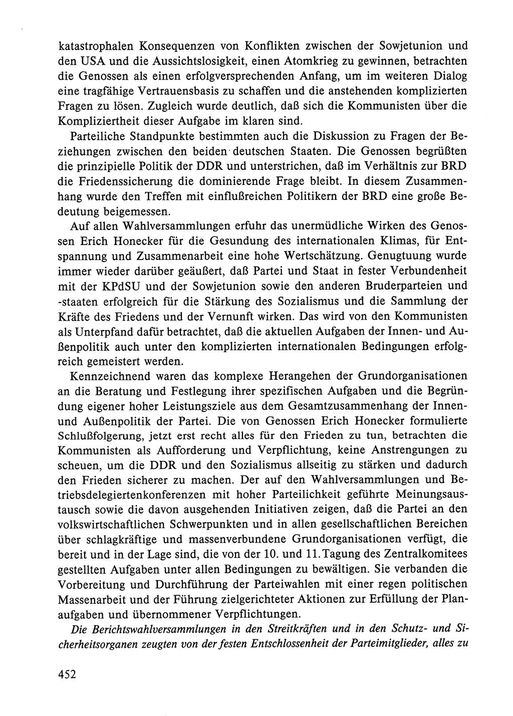 Dokumente der Sozialistischen Einheitspartei Deutschlands (SED) [Deutsche Demokratische Republik (DDR)] 1984-1985, Seite 452 (Dok. SED DDR 1984-1985, S. 452)