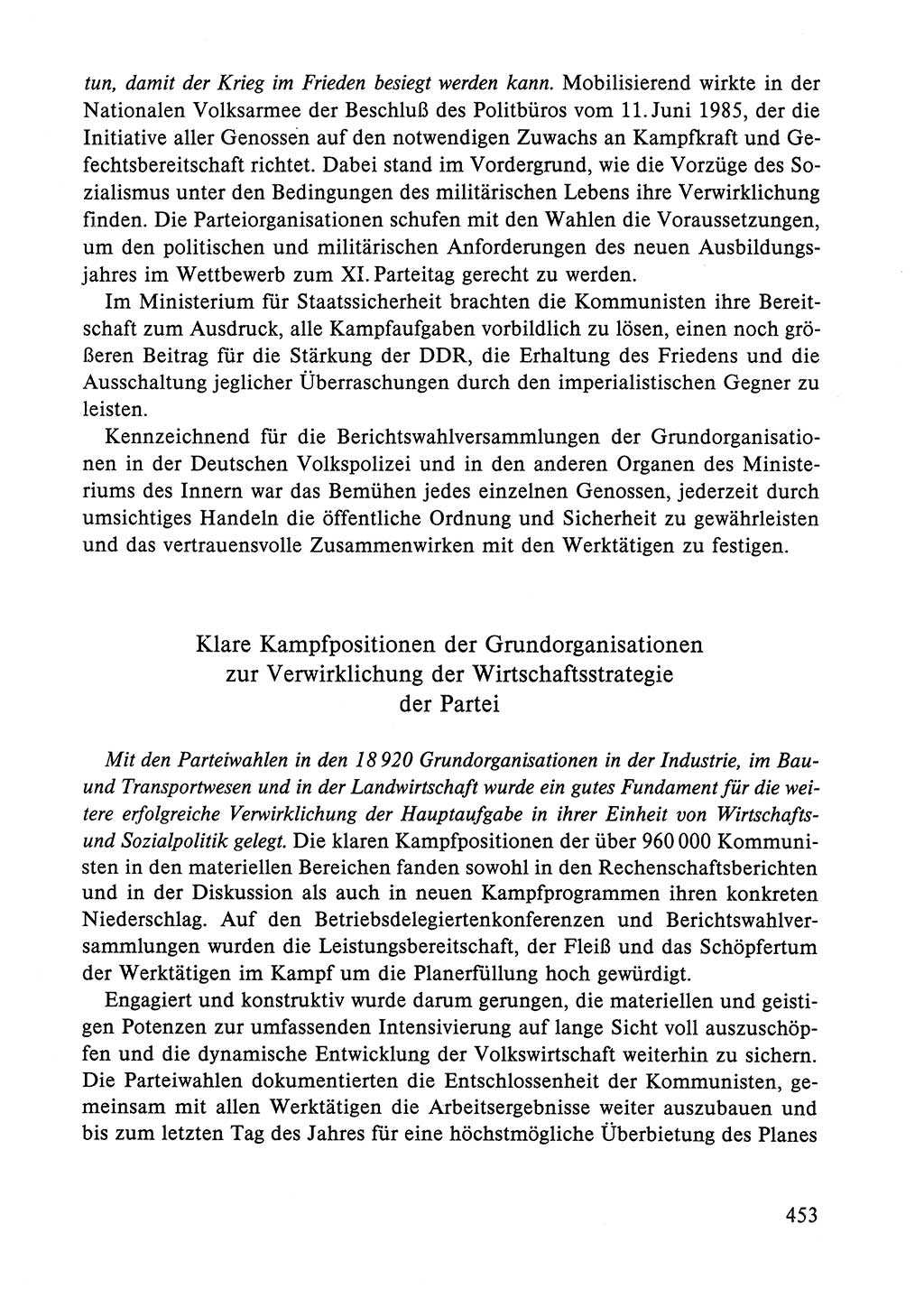 Dokumente der Sozialistischen Einheitspartei Deutschlands (SED) [Deutsche Demokratische Republik (DDR)] 1984-1985, Seite 453 (Dok. SED DDR 1984-1985, S. 453)