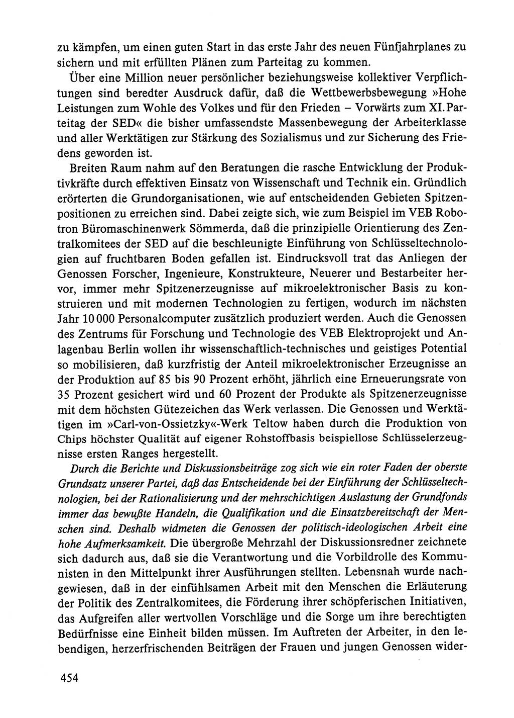 Dokumente der Sozialistischen Einheitspartei Deutschlands (SED) [Deutsche Demokratische Republik (DDR)] 1984-1985, Seite 454 (Dok. SED DDR 1984-1985, S. 454)