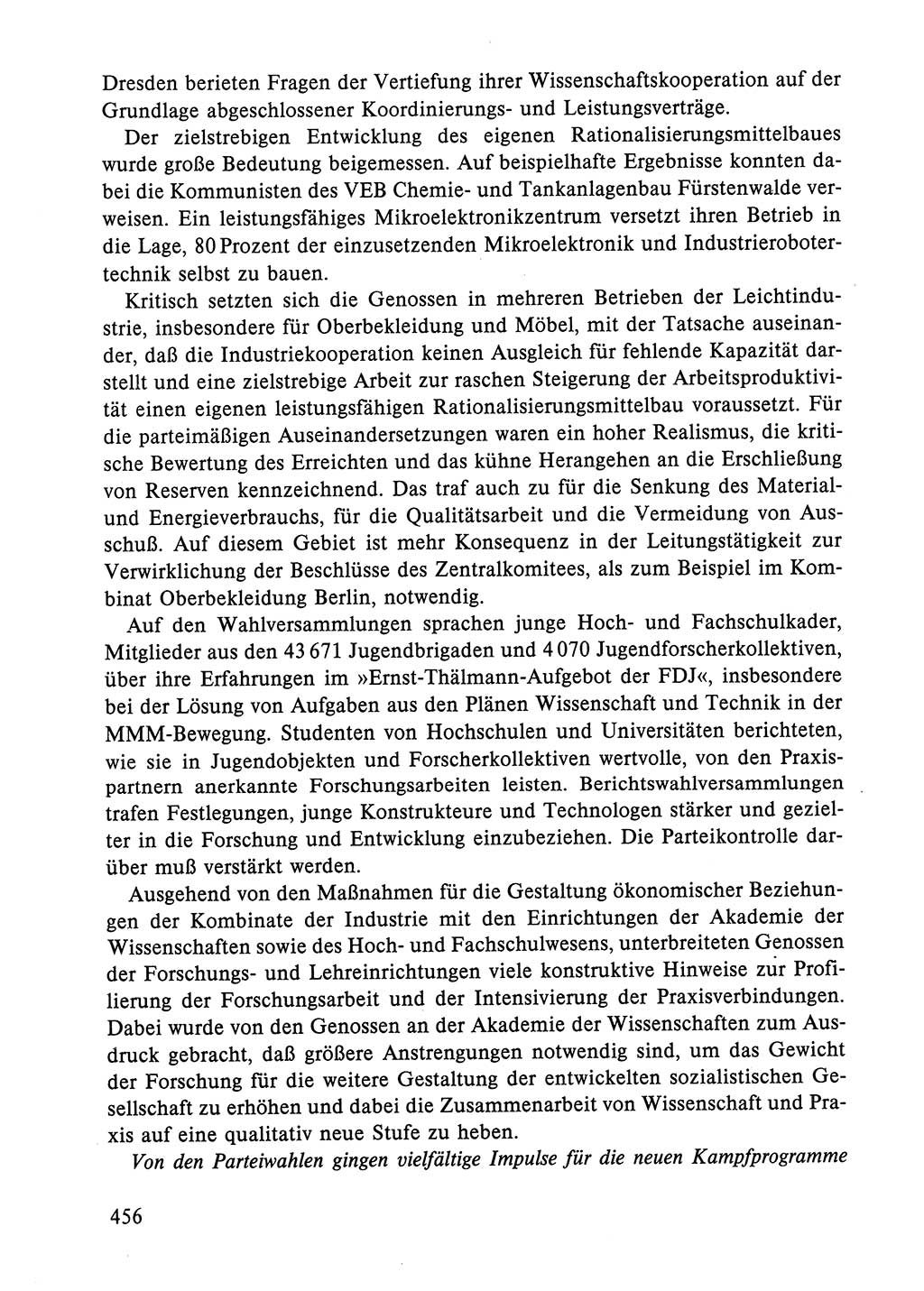 Dokumente der Sozialistischen Einheitspartei Deutschlands (SED) [Deutsche Demokratische Republik (DDR)] 1984-1985, Seite 456 (Dok. SED DDR 1984-1985, S. 456)