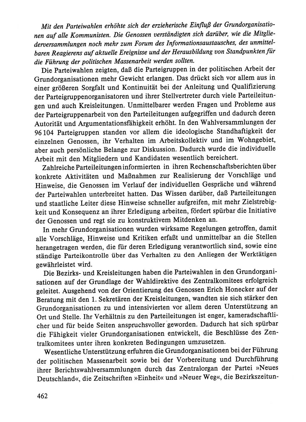 Dokumente der Sozialistischen Einheitspartei Deutschlands (SED) [Deutsche Demokratische Republik (DDR)] 1984-1985, Seite 462 (Dok. SED DDR 1984-1985, S. 462)