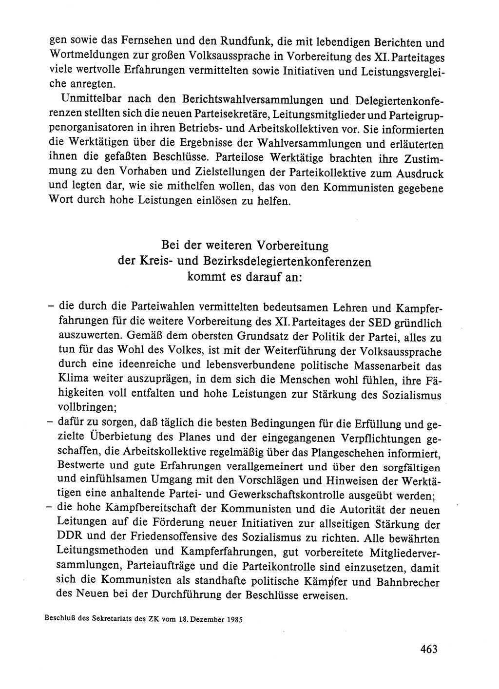 Dokumente der Sozialistischen Einheitspartei Deutschlands (SED) [Deutsche Demokratische Republik (DDR)] 1984-1985, Seite 463 (Dok. SED DDR 1984-1985, S. 463)