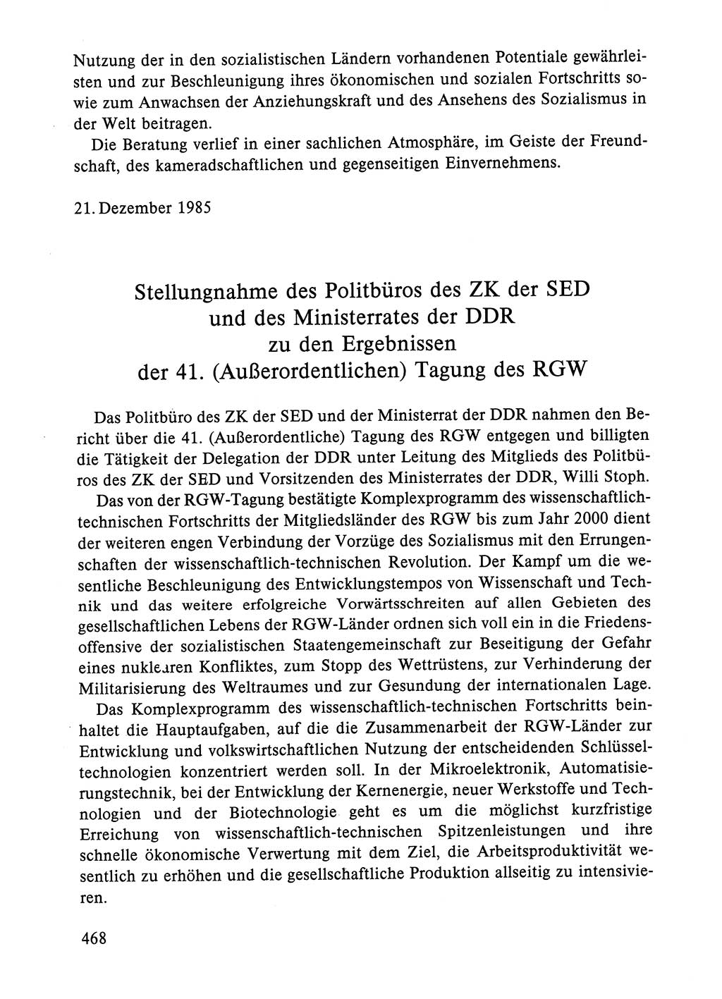 Dokumente der Sozialistischen Einheitspartei Deutschlands (SED) [Deutsche Demokratische Republik (DDR)] 1984-1985, Seite 468 (Dok. SED DDR 1984-1985, S. 468)