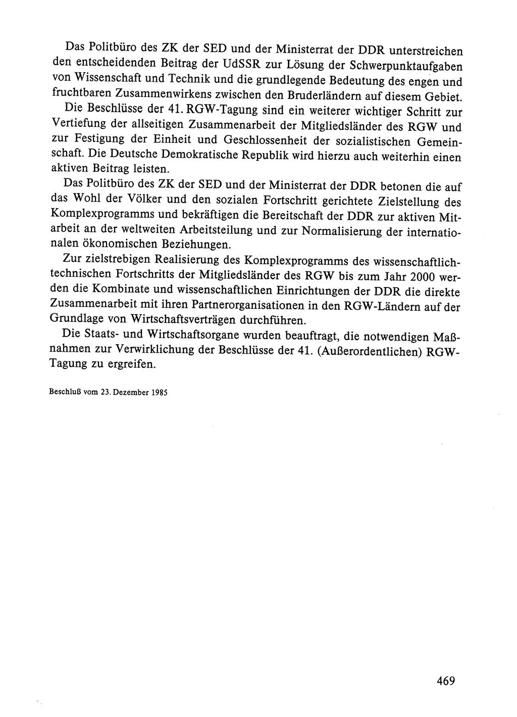 Dokumente der Sozialistischen Einheitspartei Deutschlands (SED) [Deutsche Demokratische Republik (DDR)] 1984-1985, Seite 469 (Dok. SED DDR 1984-1985, S. 469)