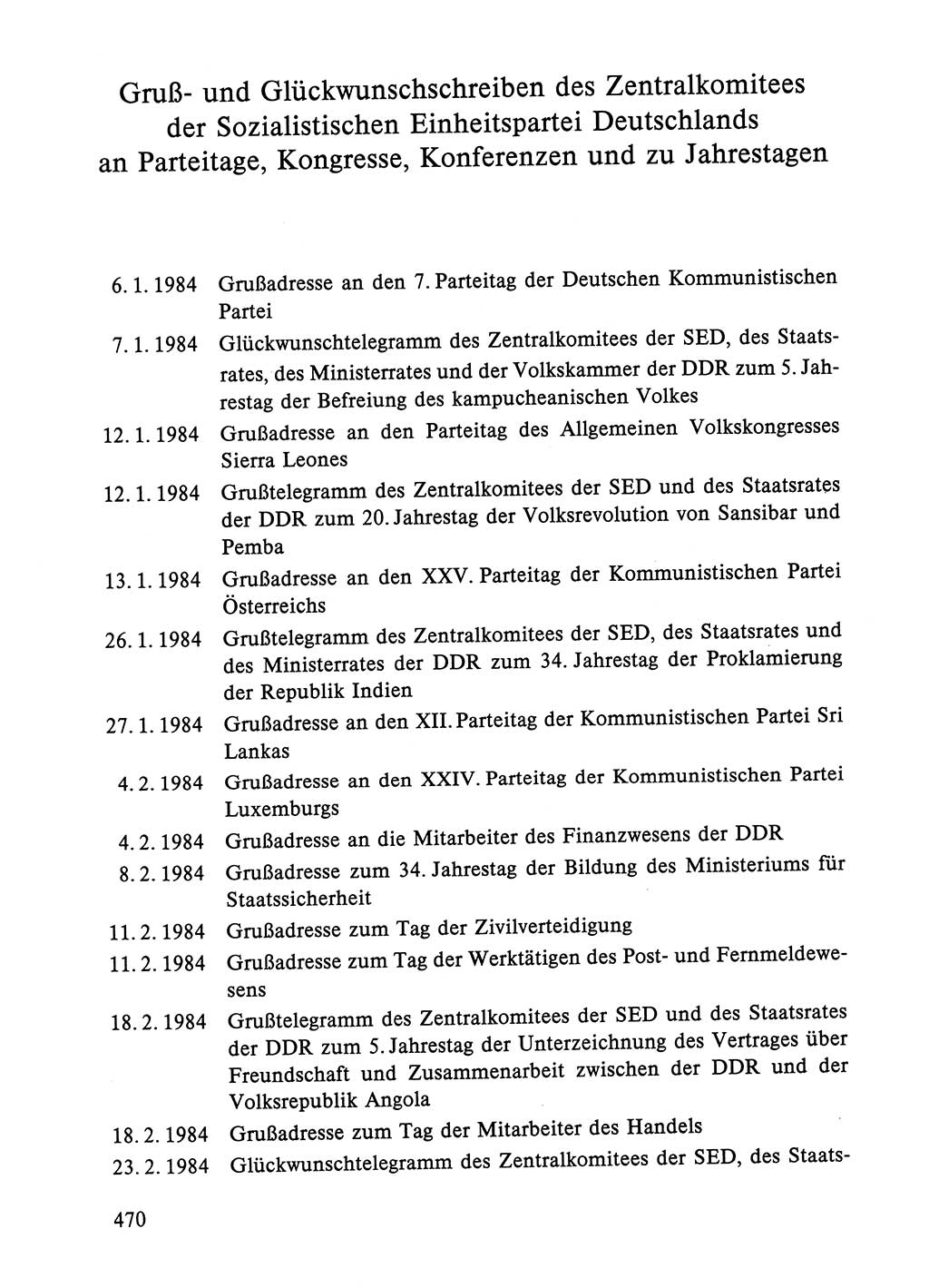 Dokumente der Sozialistischen Einheitspartei Deutschlands (SED) [Deutsche Demokratische Republik (DDR)] 1984-1985, Seite 470 (Dok. SED DDR 1984-1985, S. 470)