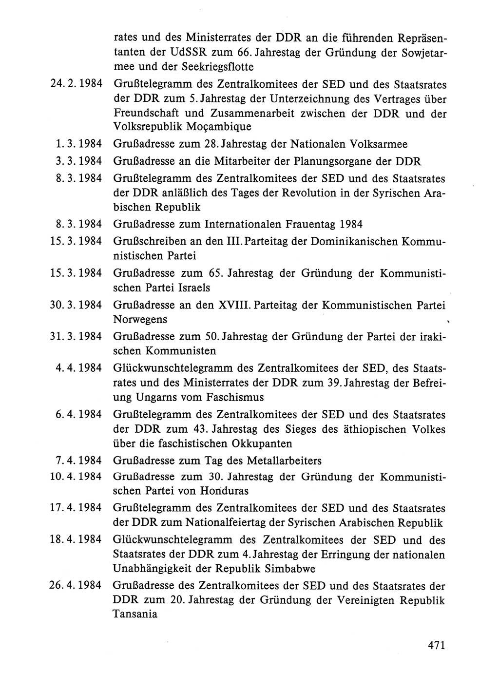 Dokumente der Sozialistischen Einheitspartei Deutschlands (SED) [Deutsche Demokratische Republik (DDR)] 1984-1985, Seite 471 (Dok. SED DDR 1984-1985, S. 471)