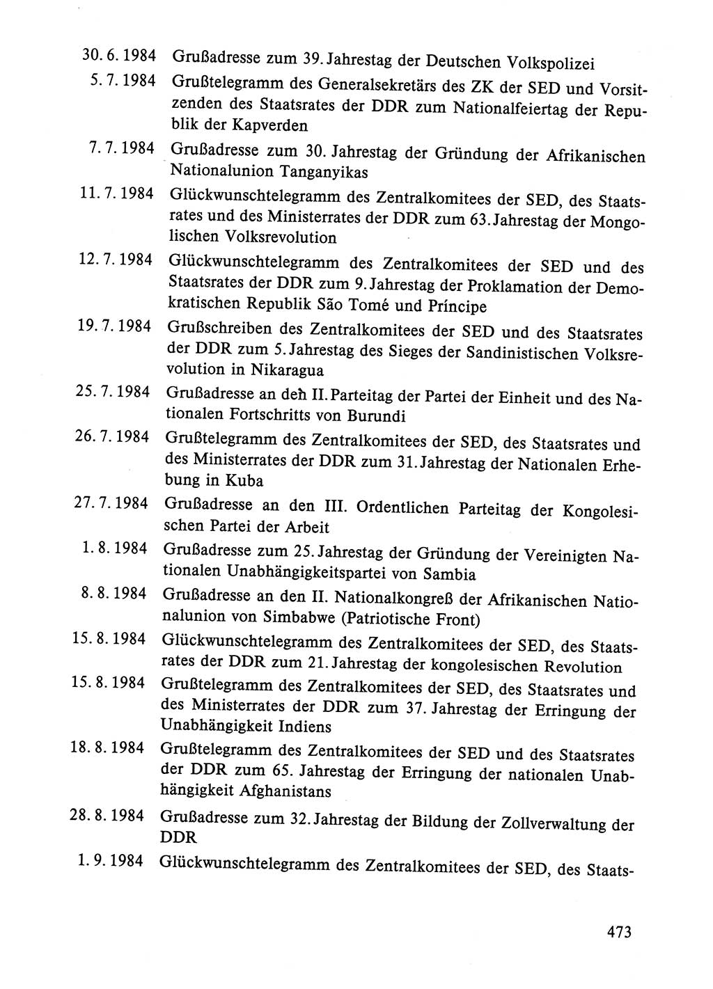 Dokumente der Sozialistischen Einheitspartei Deutschlands (SED) [Deutsche Demokratische Republik (DDR)] 1984-1985, Seite 473 (Dok. SED DDR 1984-1985, S. 473)