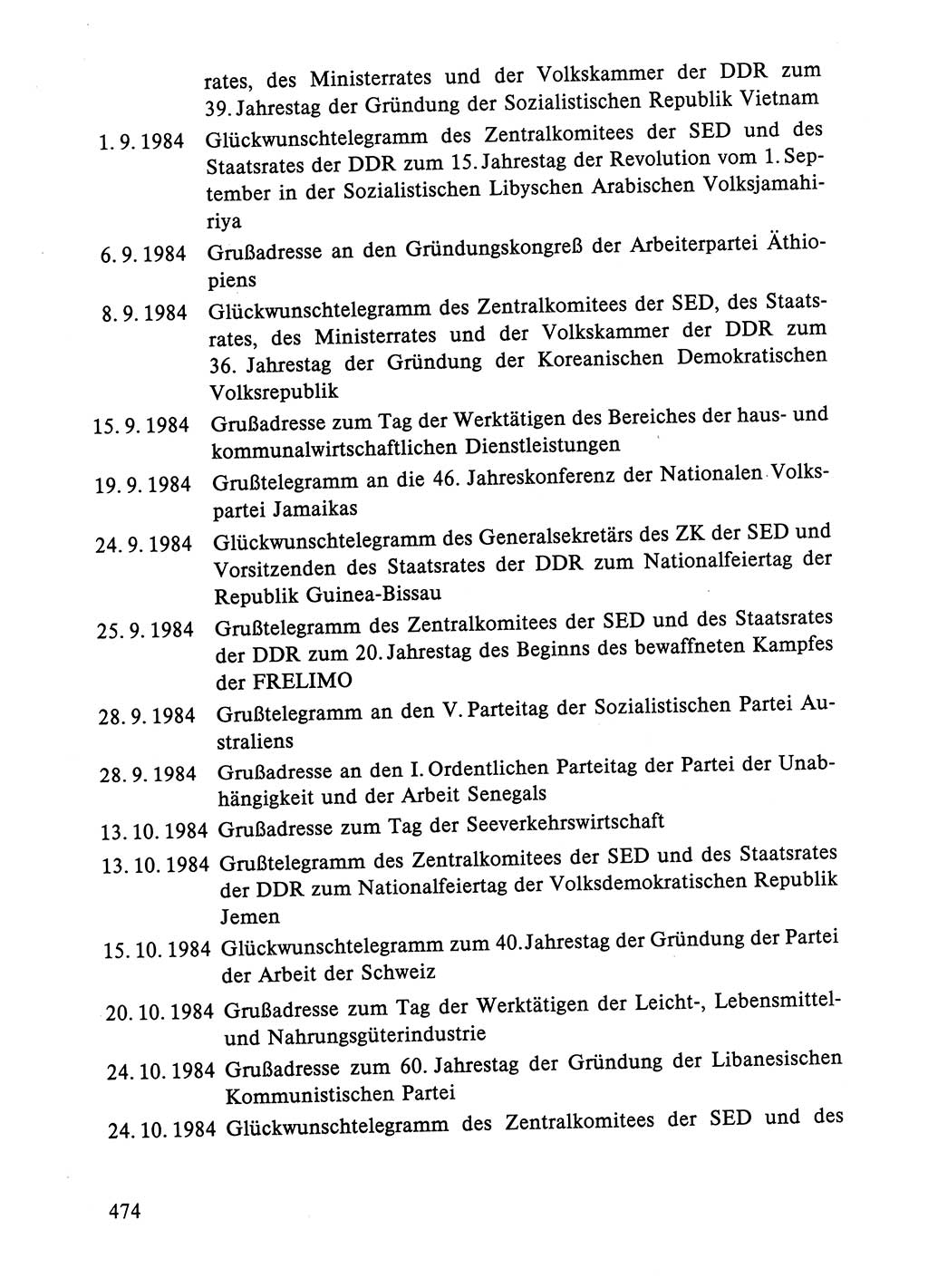 Dokumente der Sozialistischen Einheitspartei Deutschlands (SED) [Deutsche Demokratische Republik (DDR)] 1984-1985, Seite 474 (Dok. SED DDR 1984-1985, S. 474)