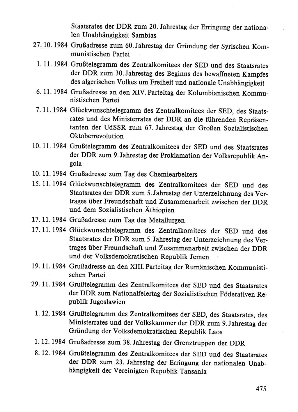 Dokumente der Sozialistischen Einheitspartei Deutschlands (SED) [Deutsche Demokratische Republik (DDR)] 1984-1985, Seite 475 (Dok. SED DDR 1984-1985, S. 475)