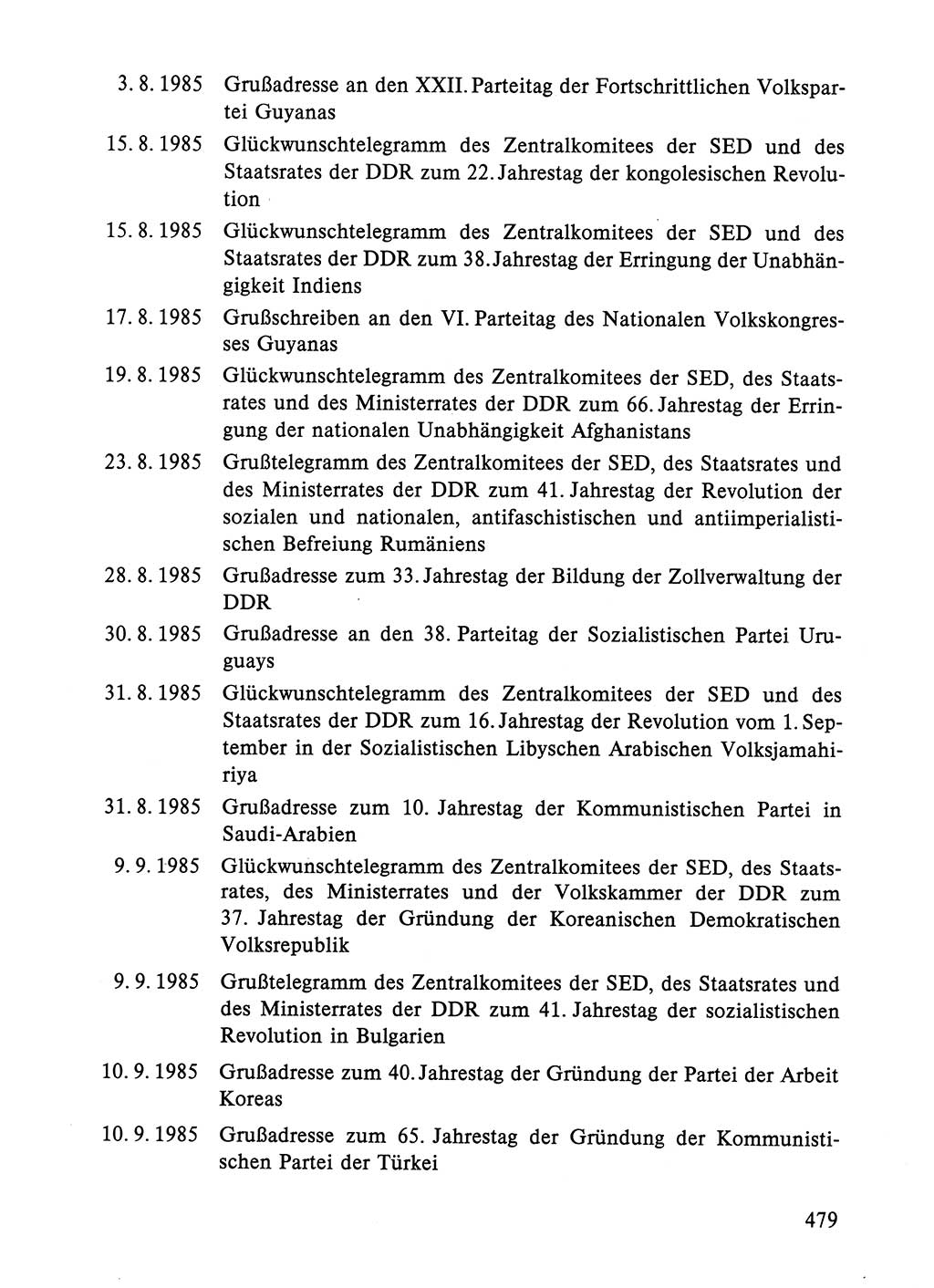 Dokumente der Sozialistischen Einheitspartei Deutschlands (SED) [Deutsche Demokratische Republik (DDR)] 1984-1985, Seite 479 (Dok. SED DDR 1984-1985, S. 479)