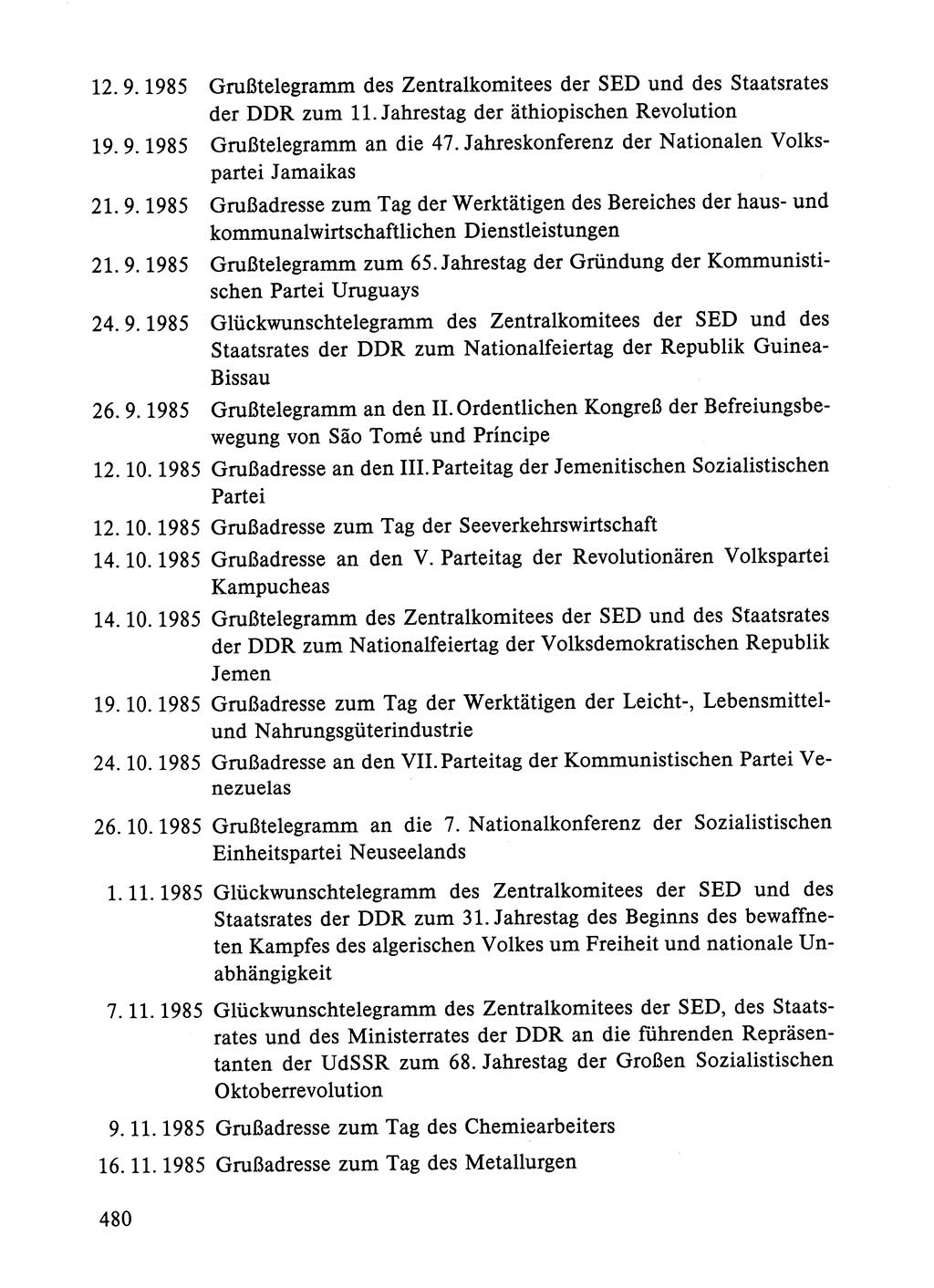 Dokumente der Sozialistischen Einheitspartei Deutschlands (SED) [Deutsche Demokratische Republik (DDR)] 1984-1985, Seite 480 (Dok. SED DDR 1984-1985, S. 480)