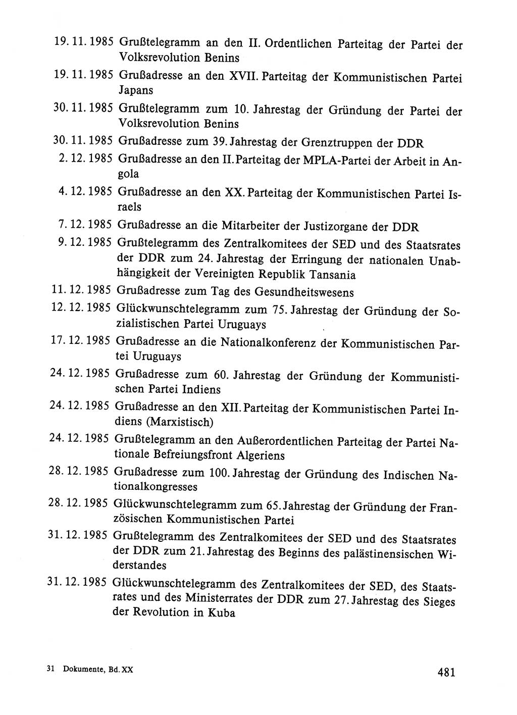 Dokumente der Sozialistischen Einheitspartei Deutschlands (SED) [Deutsche Demokratische Republik (DDR)] 1984-1985, Seite 481 (Dok. SED DDR 1984-1985, S. 481)