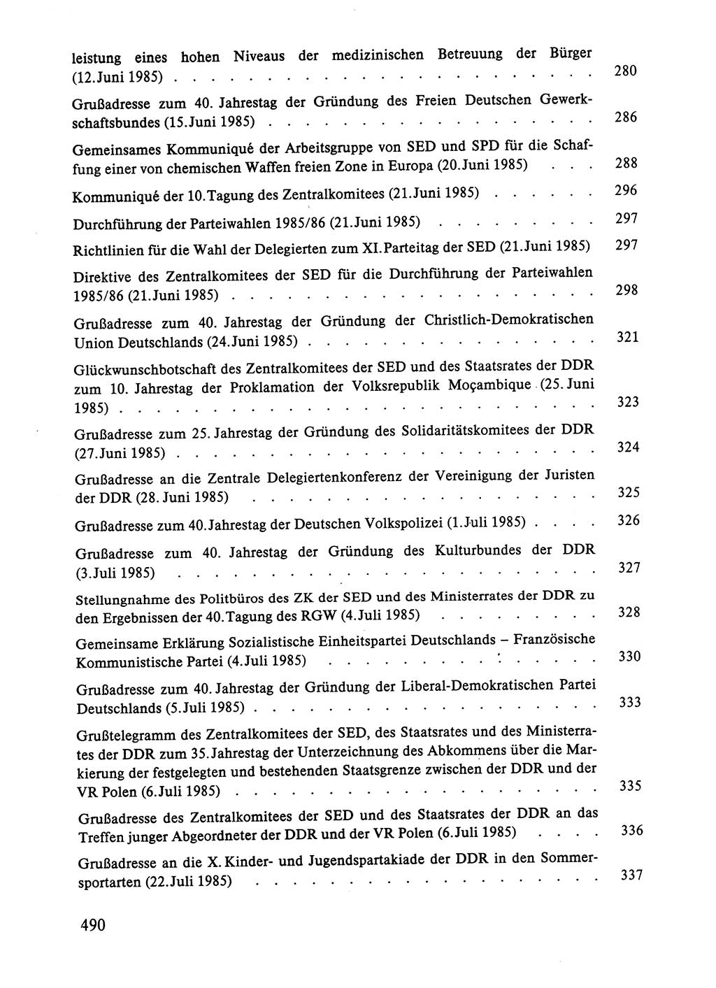 Dokumente der Sozialistischen Einheitspartei Deutschlands (SED) [Deutsche Demokratische Republik (DDR)] 1984-1985, Seite 490 (Dok. SED DDR 1984-1985, S. 490)