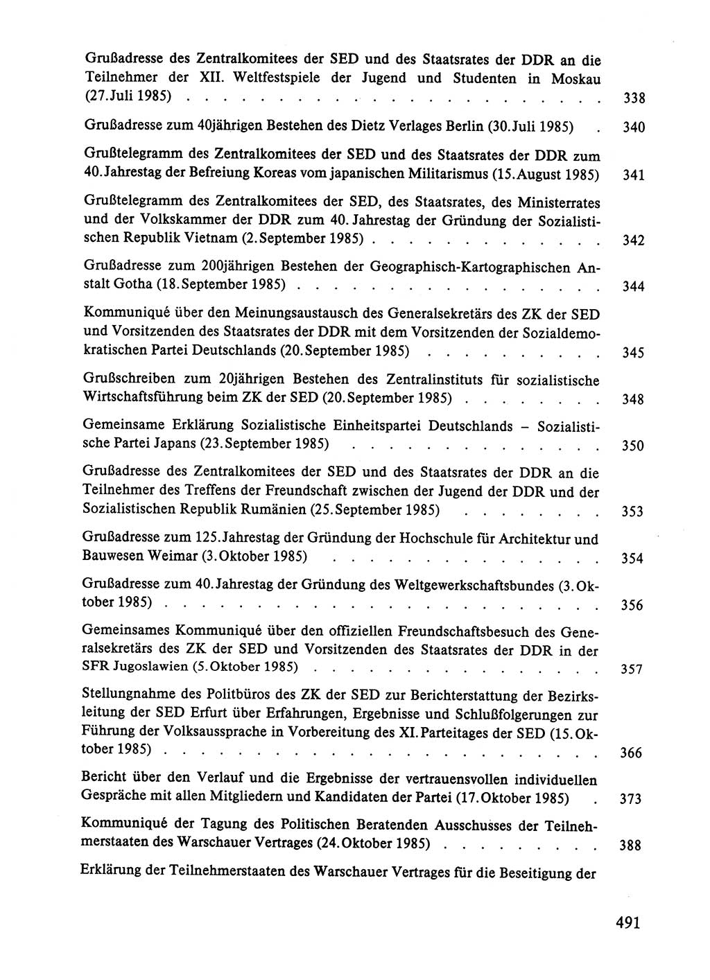 Dokumente der Sozialistischen Einheitspartei Deutschlands (SED) [Deutsche Demokratische Republik (DDR)] 1984-1985, Seite 491 (Dok. SED DDR 1984-1985, S. 491)
