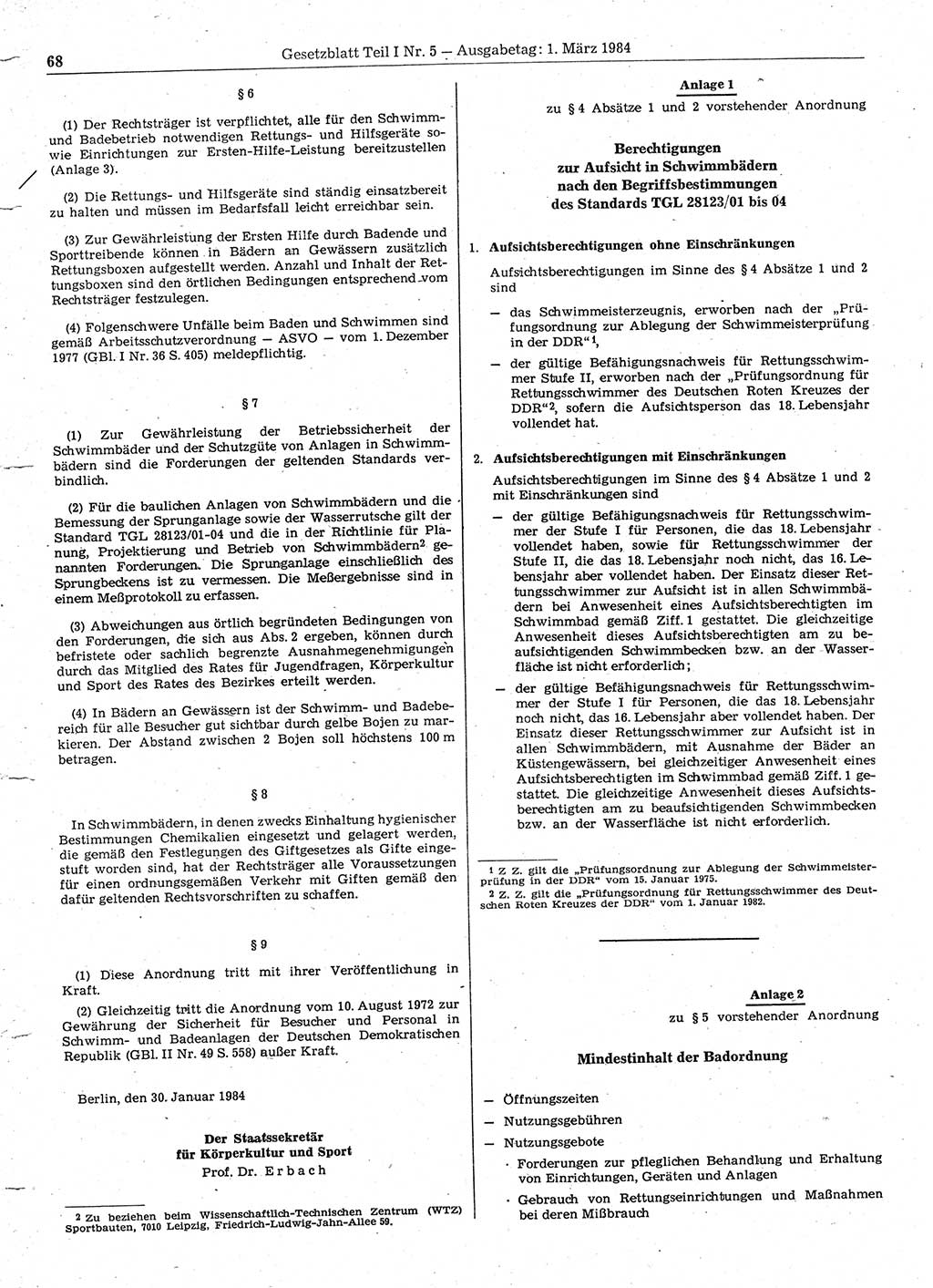 Gesetzblatt (GBl.) der Deutschen Demokratischen Republik (DDR) Teil Ⅰ 1984, Seite 68 (GBl. DDR Ⅰ 1984, S. 68)