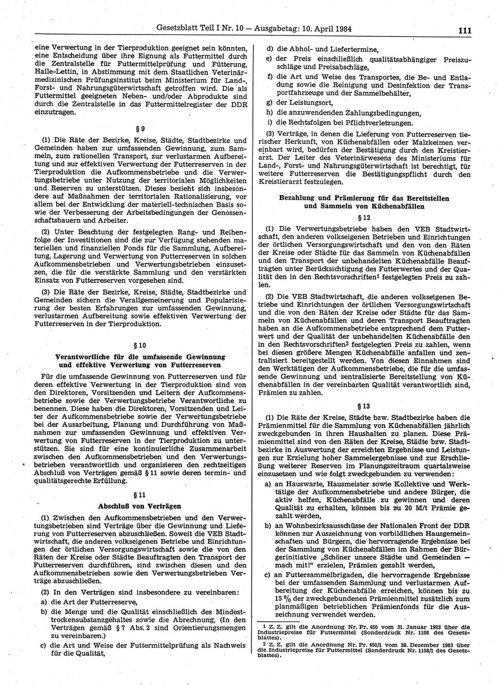 Gesetzblatt (GBl.) der Deutschen Demokratischen Republik (DDR) Teil Ⅰ 1984, Seite 111 (GBl. DDR Ⅰ 1984, S. 111)