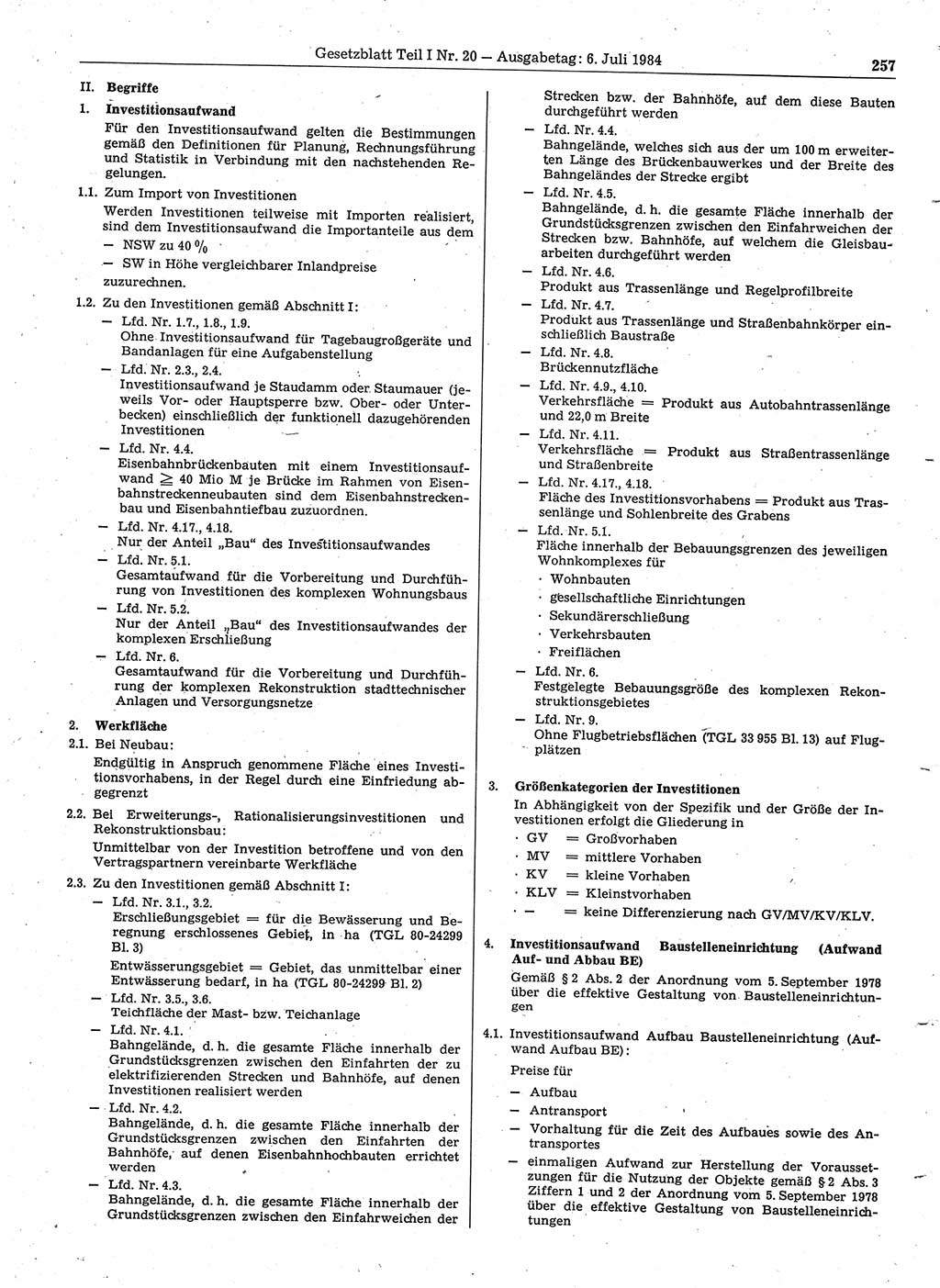 Gesetzblatt (GBl.) der Deutschen Demokratischen Republik (DDR) Teil Ⅰ 1984, Seite 257 (GBl. DDR Ⅰ 1984, S. 257)