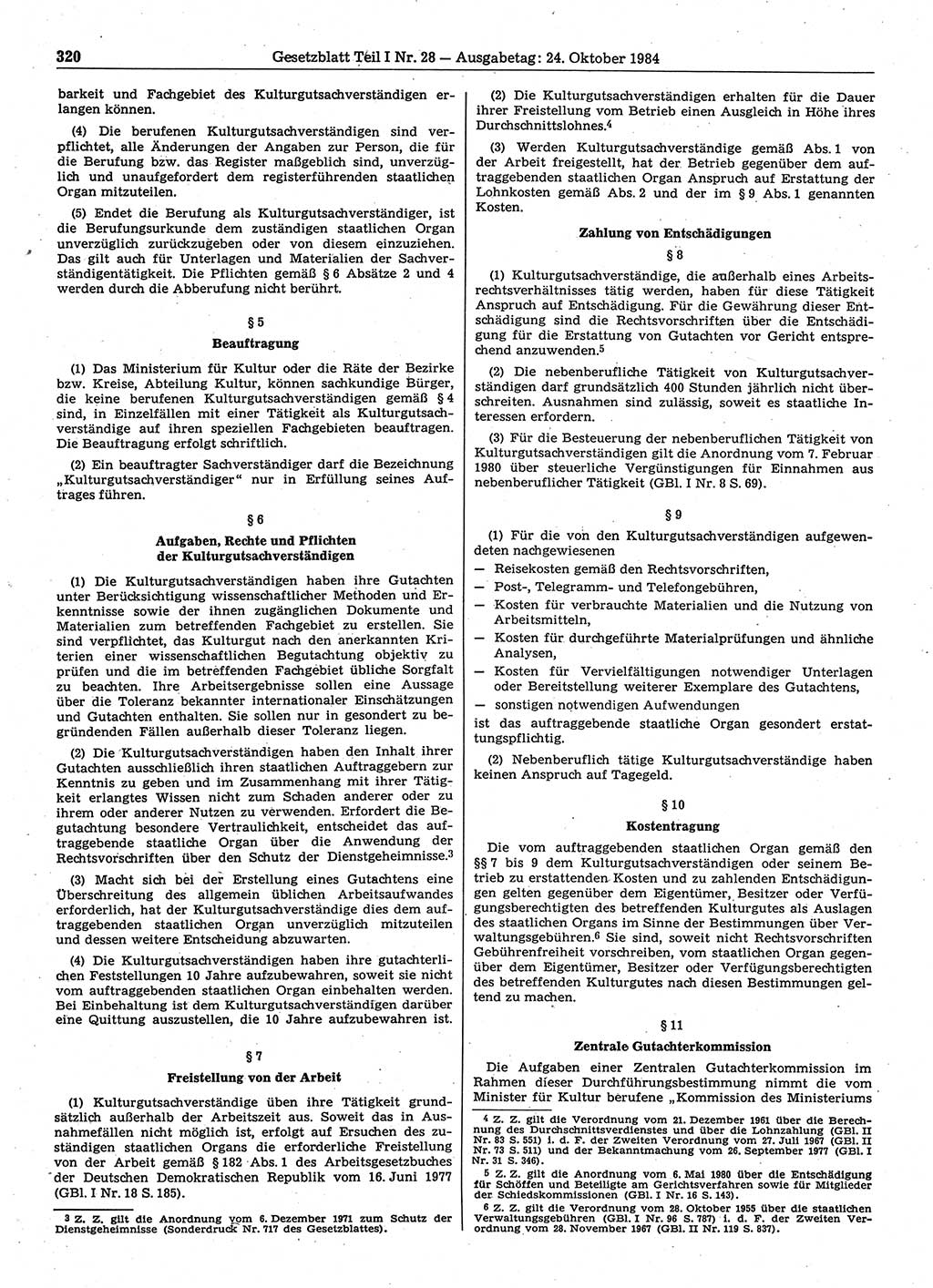 Gesetzblatt (GBl.) der Deutschen Demokratischen Republik (DDR) Teil Ⅰ 1984, Seite 319 (GBl. DDR Ⅰ 1984, S. 319)
