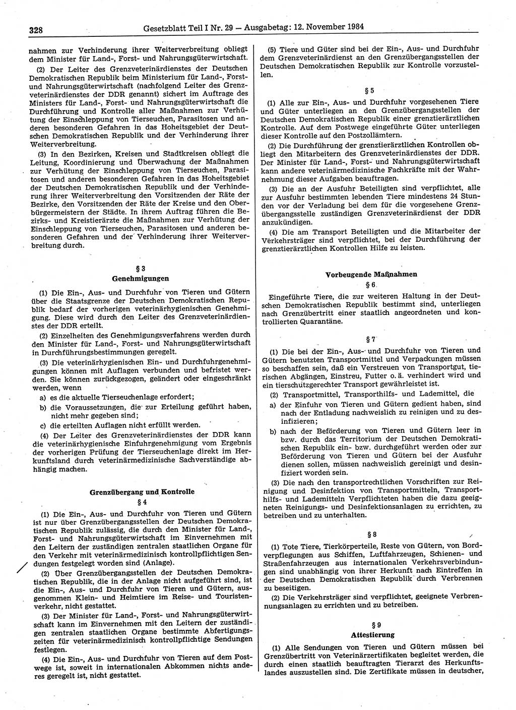 Gesetzblatt (GBl.) der Deutschen Demokratischen Republik (DDR) Teil Ⅰ 1984, Seite 328 (GBl. DDR Ⅰ 1984, S. 328)