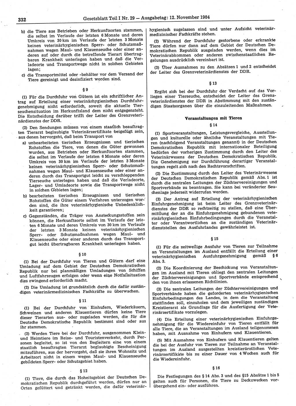 Gesetzblatt (GBl.) der Deutschen Demokratischen Republik (DDR) Teil Ⅰ 1984, Seite 332 (GBl. DDR Ⅰ 1984, S. 332)