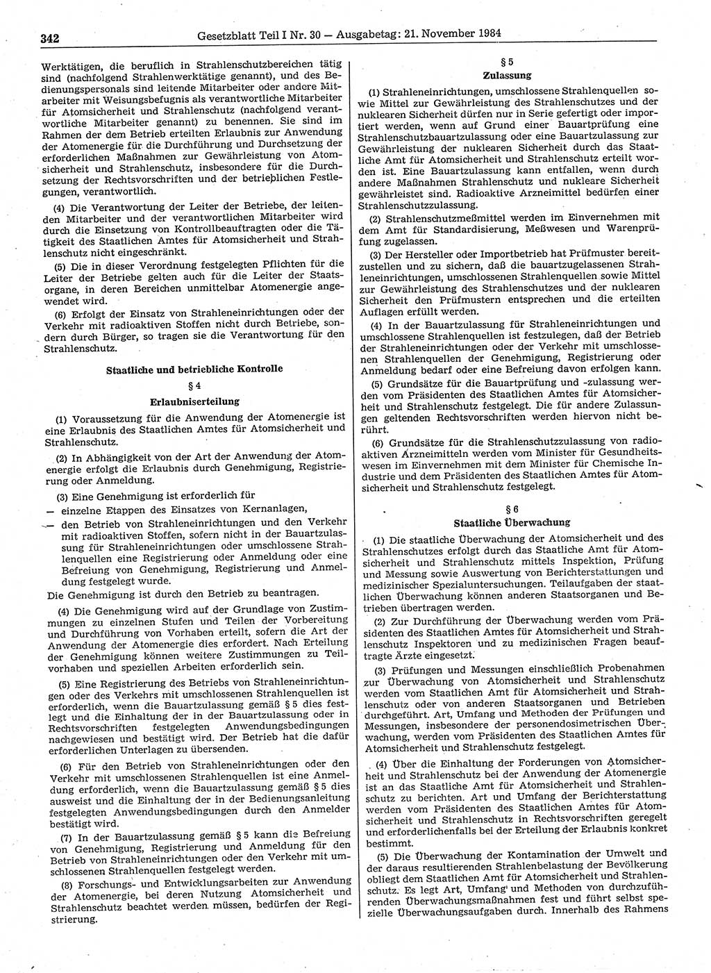 Gesetzblatt (GBl.) der Deutschen Demokratischen Republik (DDR) Teil Ⅰ 1984, Seite 342 (GBl. DDR Ⅰ 1984, S. 342)